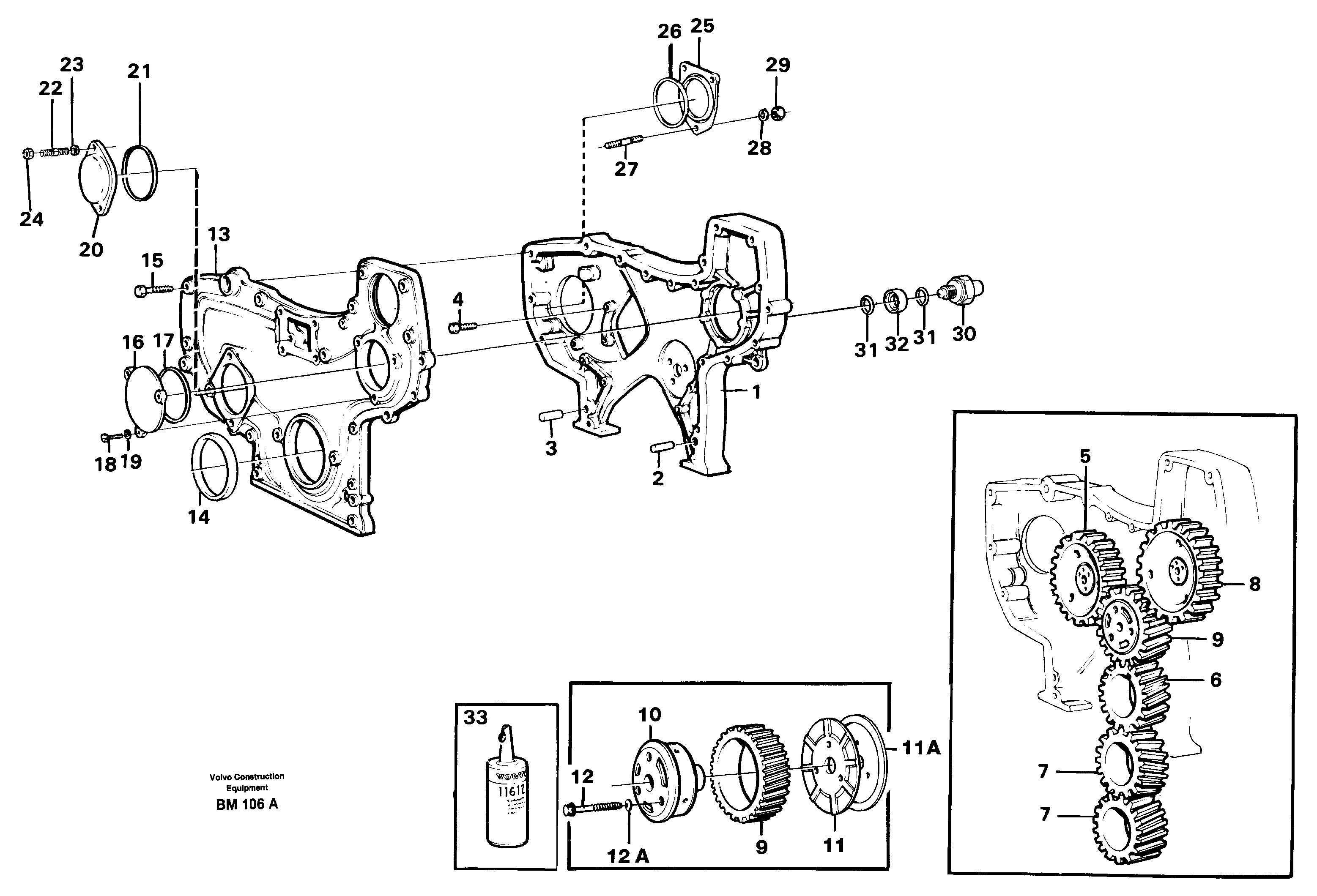 Схема запчастей Volvo A20C - 16667 Timing gear casing A20C SER NO 3052-