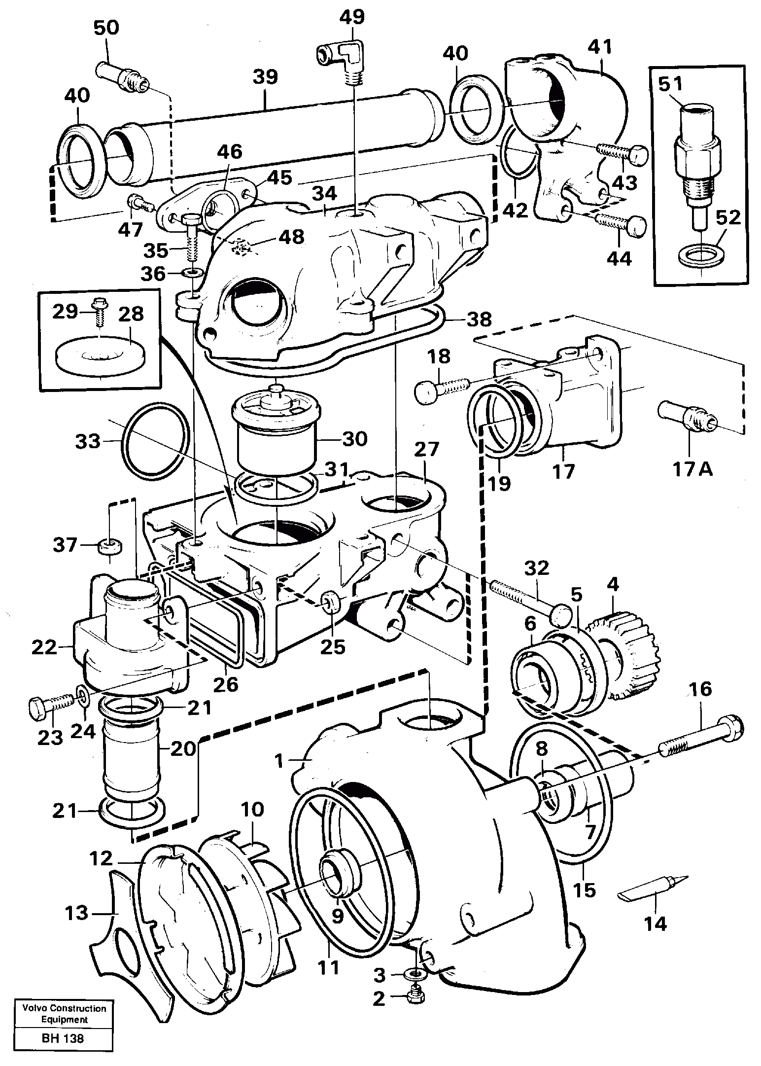 Схема запчастей Volvo A20C - 56750 Water pump and thermostat housing A20C VOLVO BM VOLVO BM A20C SER NO - 3051
