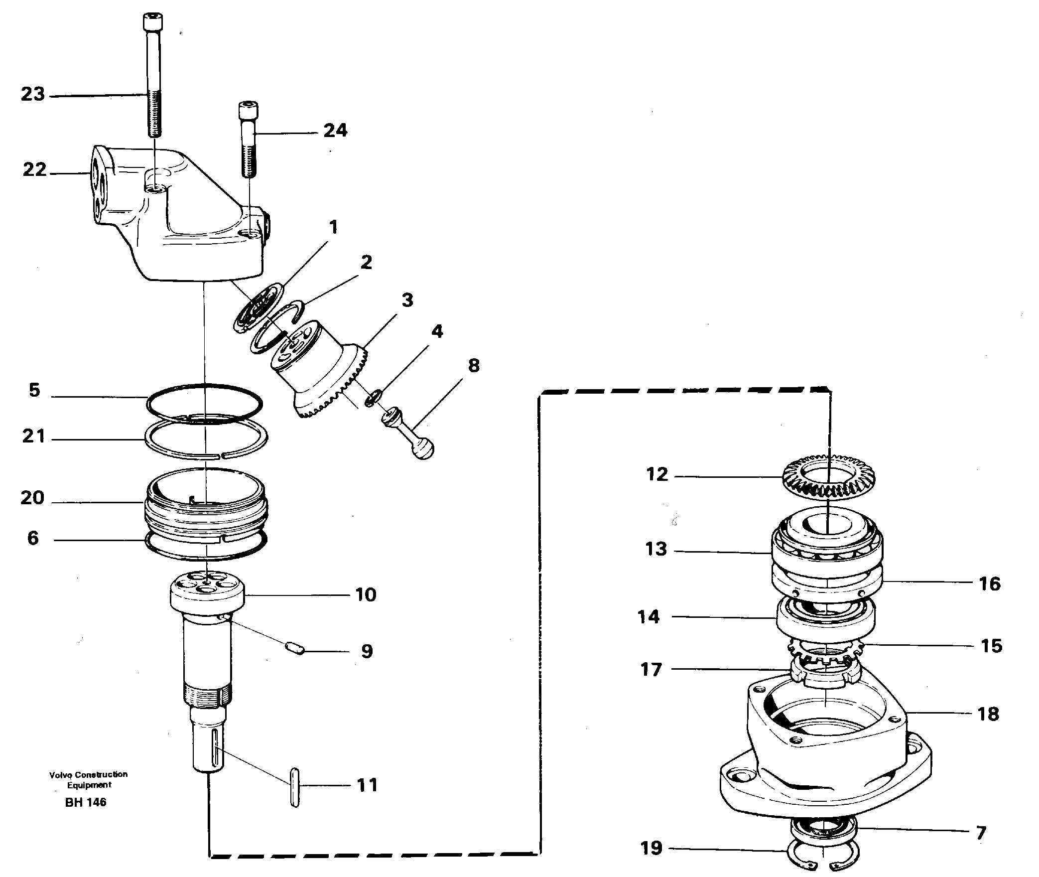 Схема запчастей Volvo A20C - 19517 Hydraulic motor, fan A20C VOLVO BM VOLVO BM A20C SER NO - 3051
