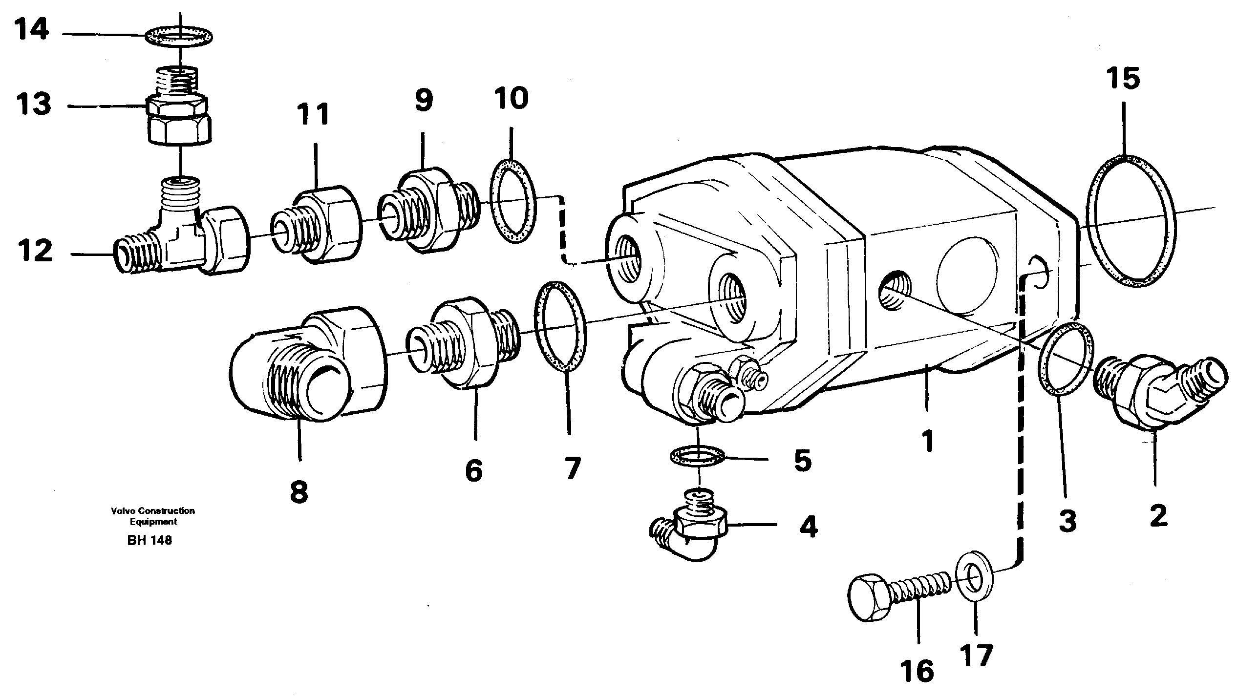 Схема запчастей Volvo A20C - 53764 Hydraulic pump with fitting parts A20C VOLVO BM VOLVO BM A20C SER NO - 3051
