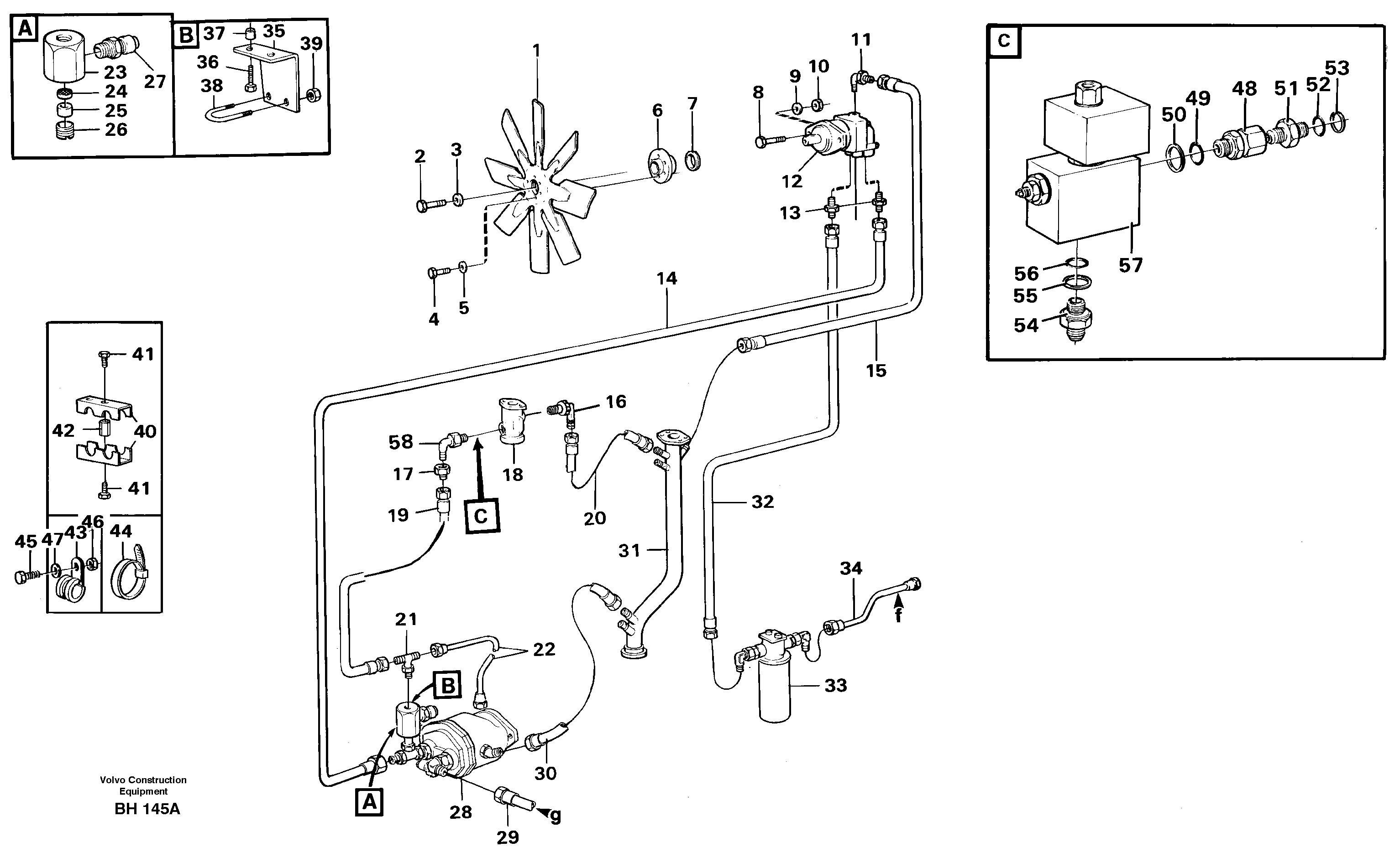 Схема запчастей Volvo A20C - 99650 Fan, fitting and drive A20C VOLVO BM VOLVO BM A20C SER NO - 3051