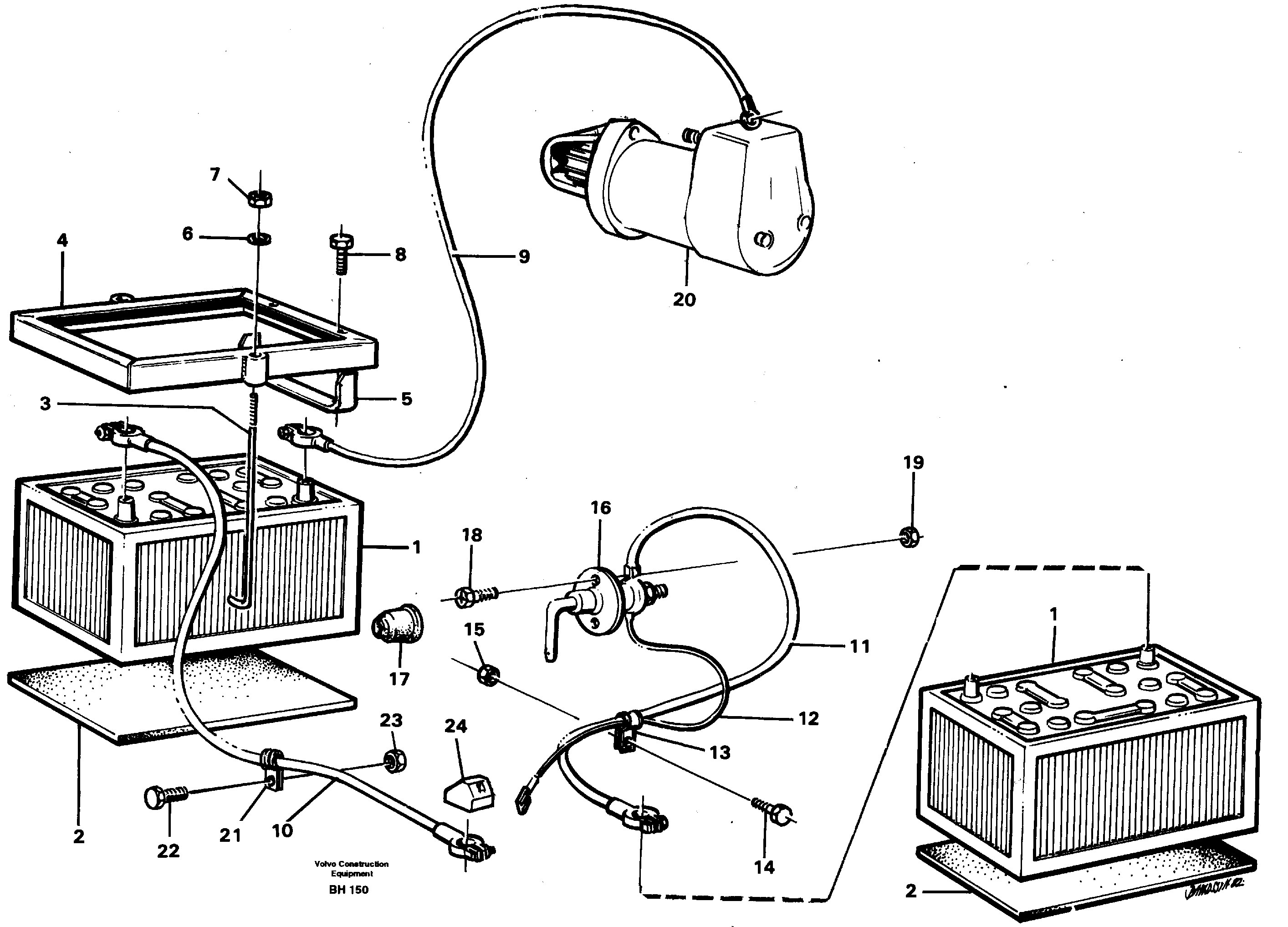 Схема запчастей Volvo A20C - 50879 Battery with assembling details A20C VOLVO BM VOLVO BM A20C SER NO - 3051