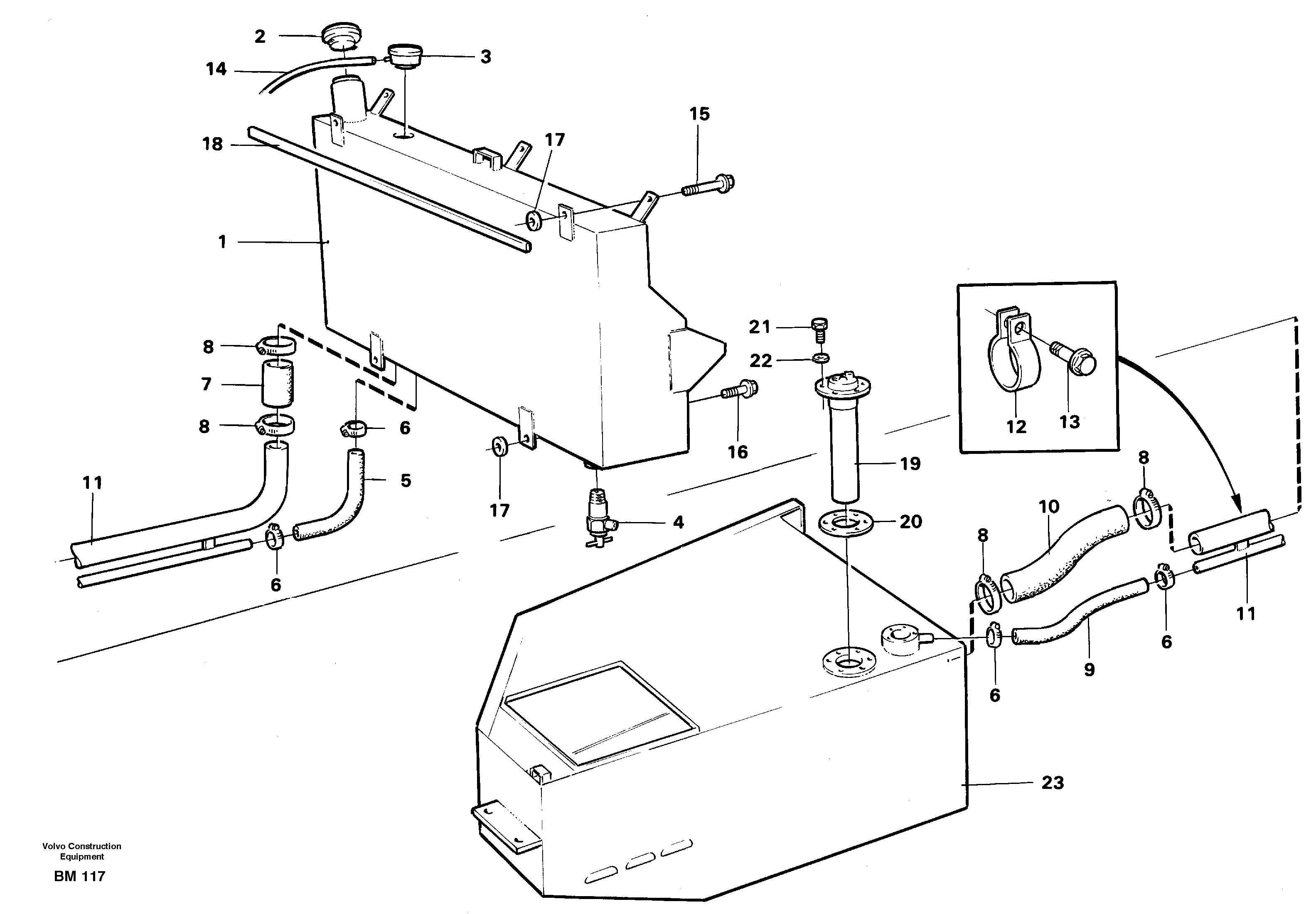 Схема запчастей Volvo A20C - 67930 Топливный бак (бензобак) A20C SER NO 3052-