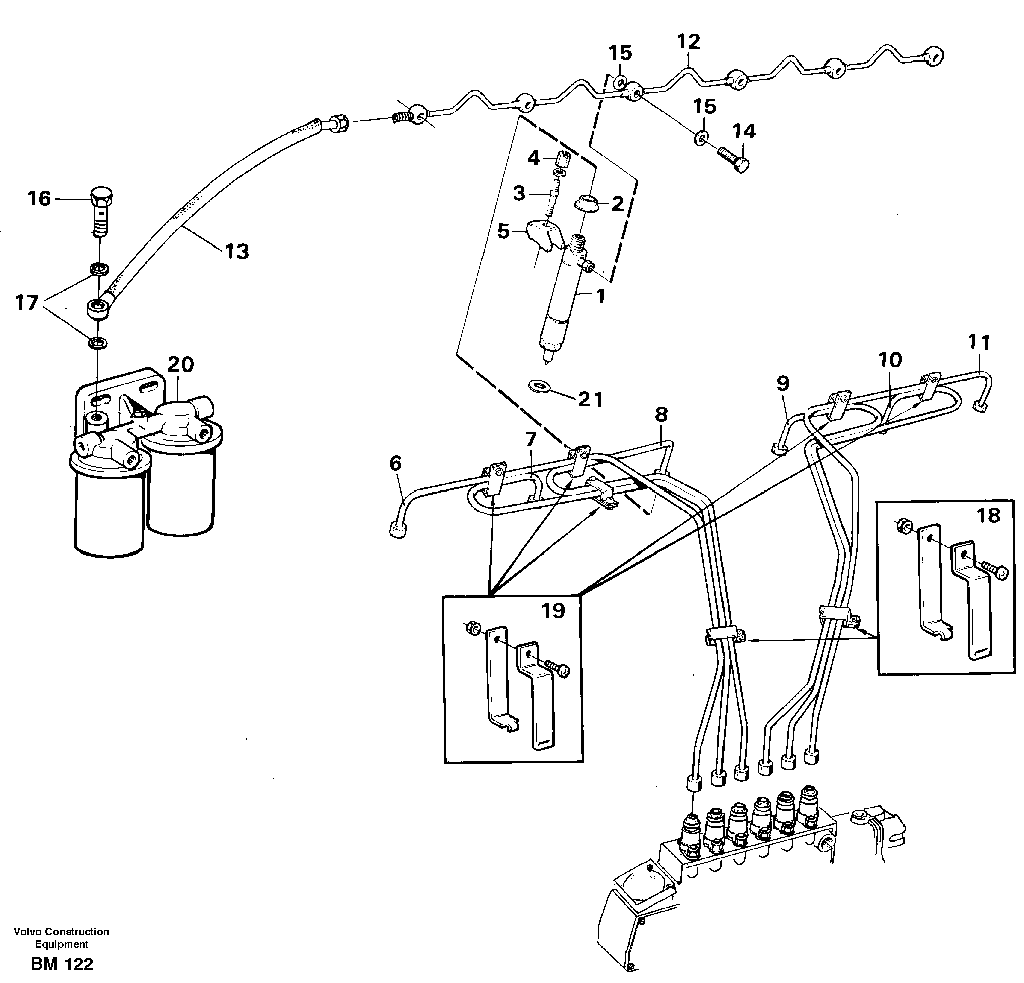 Схема запчастей Volvo A20C - 24338 Fuel pipes-injector A20C SER NO 3052-