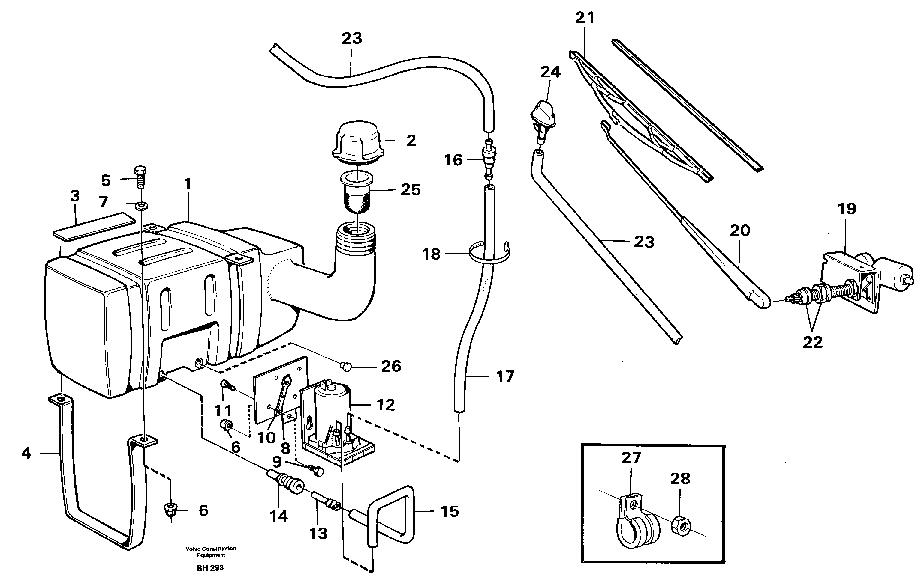 Схема запчастей Volvo A20C - 56754 Windscreen washer and wiper A20C VOLVO BM VOLVO BM A20C SER NO - 3051