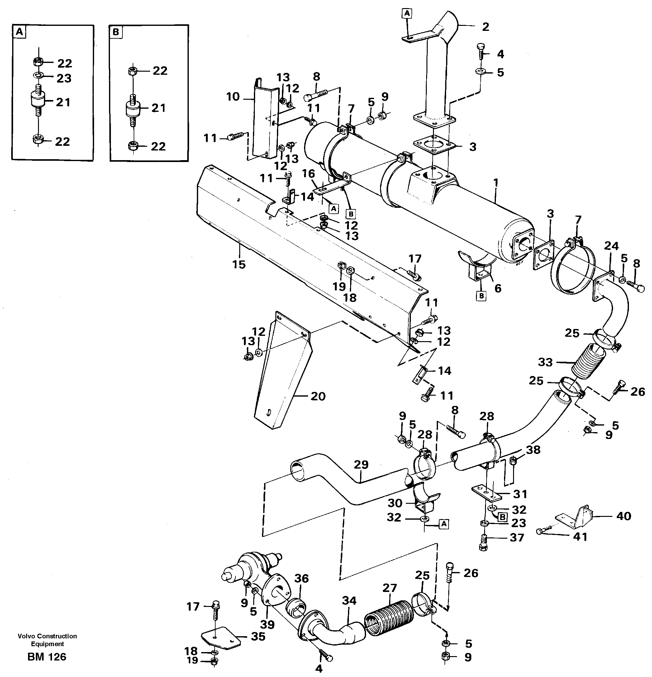 Схема запчастей Volvo A20C - 89908 Выхлопная система A20C SER NO 3052-