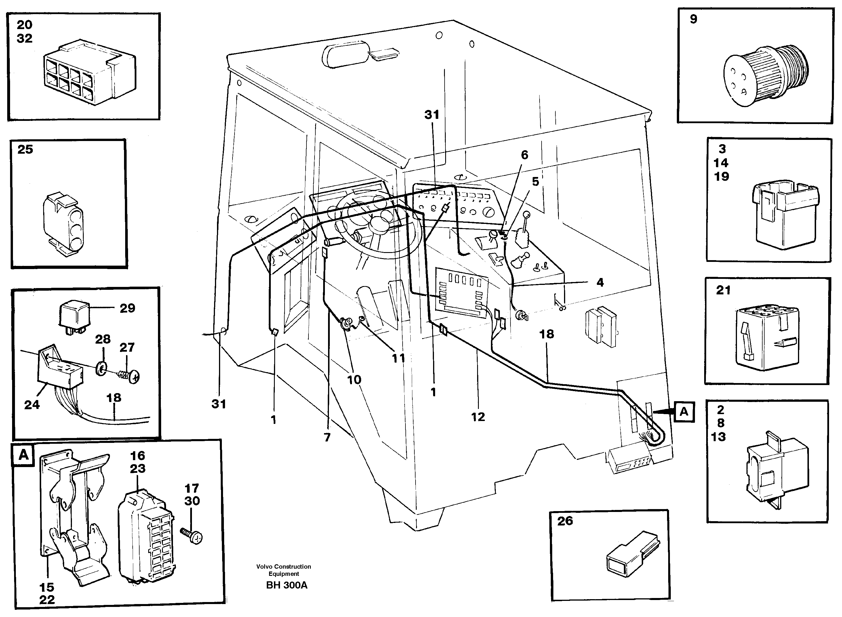Схема запчастей Volvo A20C - 56758 Cable harnesses, cab A20C VOLVO BM VOLVO BM A20C SER NO - 3051