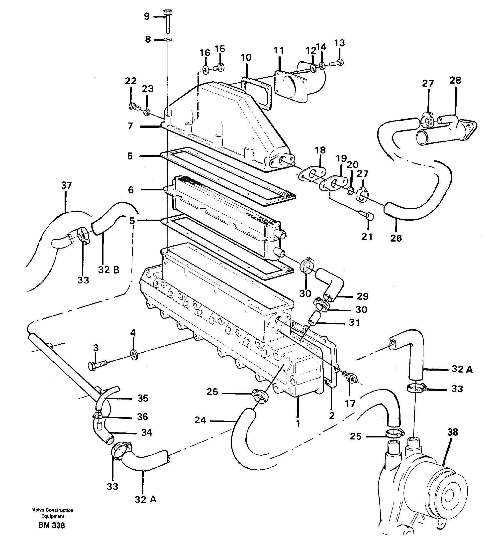 Схема запчастей Volvo A20C - 81623 Intercooler A20C SER NO 3052-