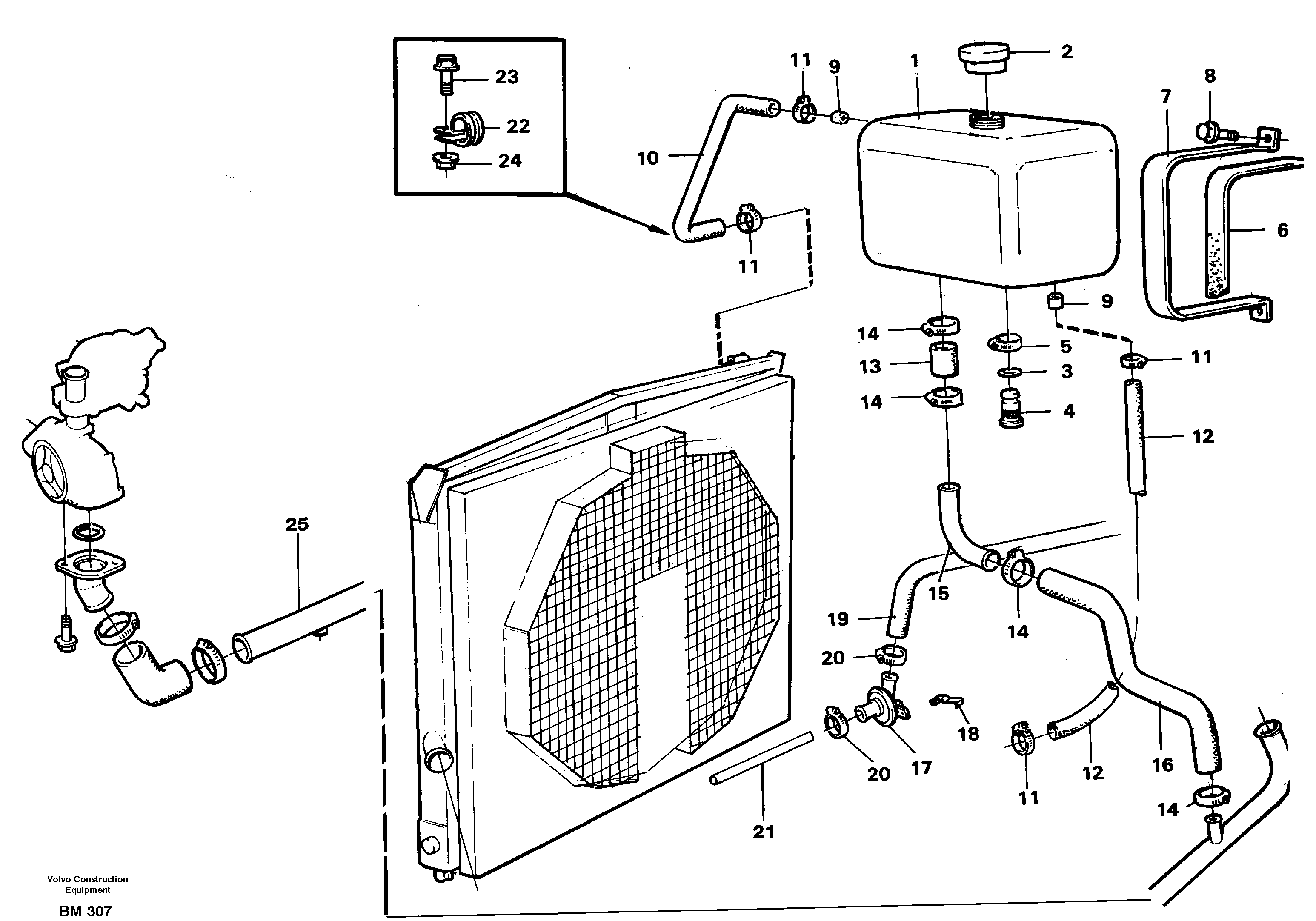 Схема запчастей Volvo A20C - 25332 Бак (бачок) расширительный A20C SER NO 3052-