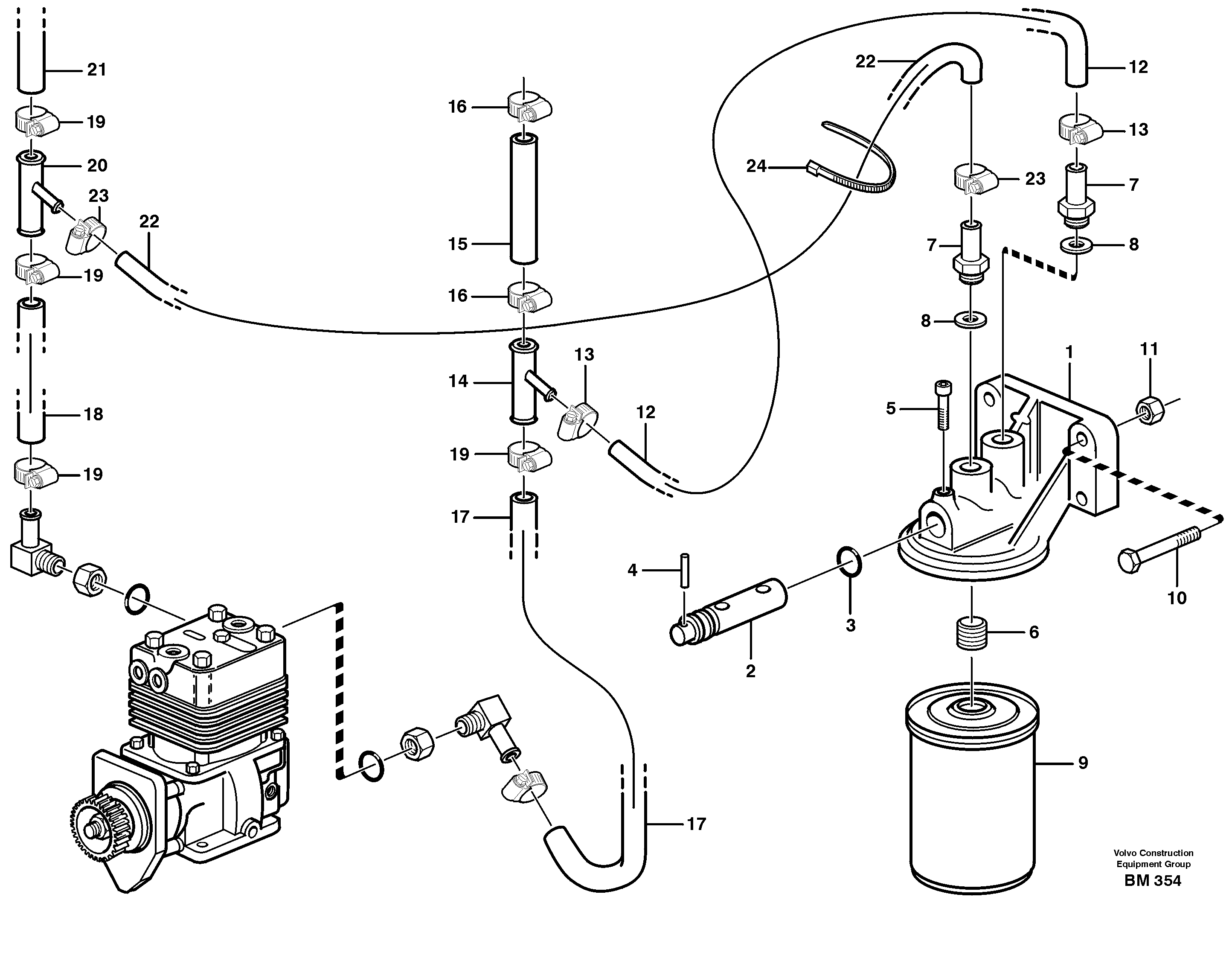 Схема запчастей Volvo A20C - 86856 Coolant filter A20C SER NO 3052-