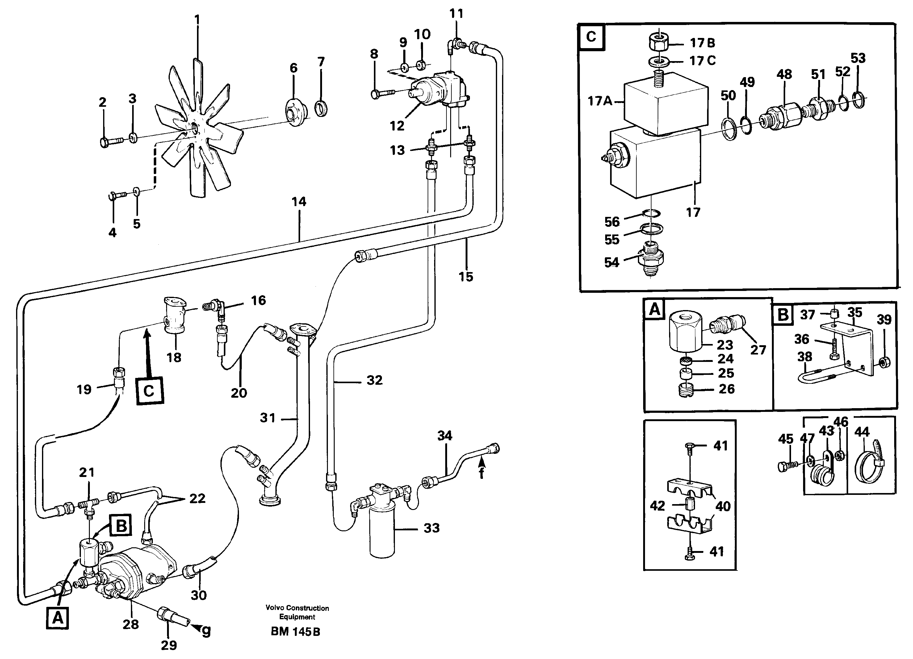 Схема запчастей Volvo A20C - 101225 Fan, fitting and drive A20C SER NO 3052-