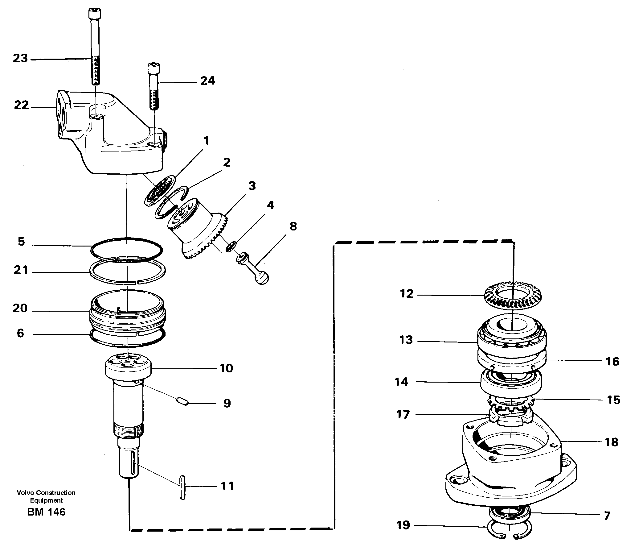 Схема запчастей Volvo A20C - 24349 Hydraulic motor, fan A20C SER NO 3052-