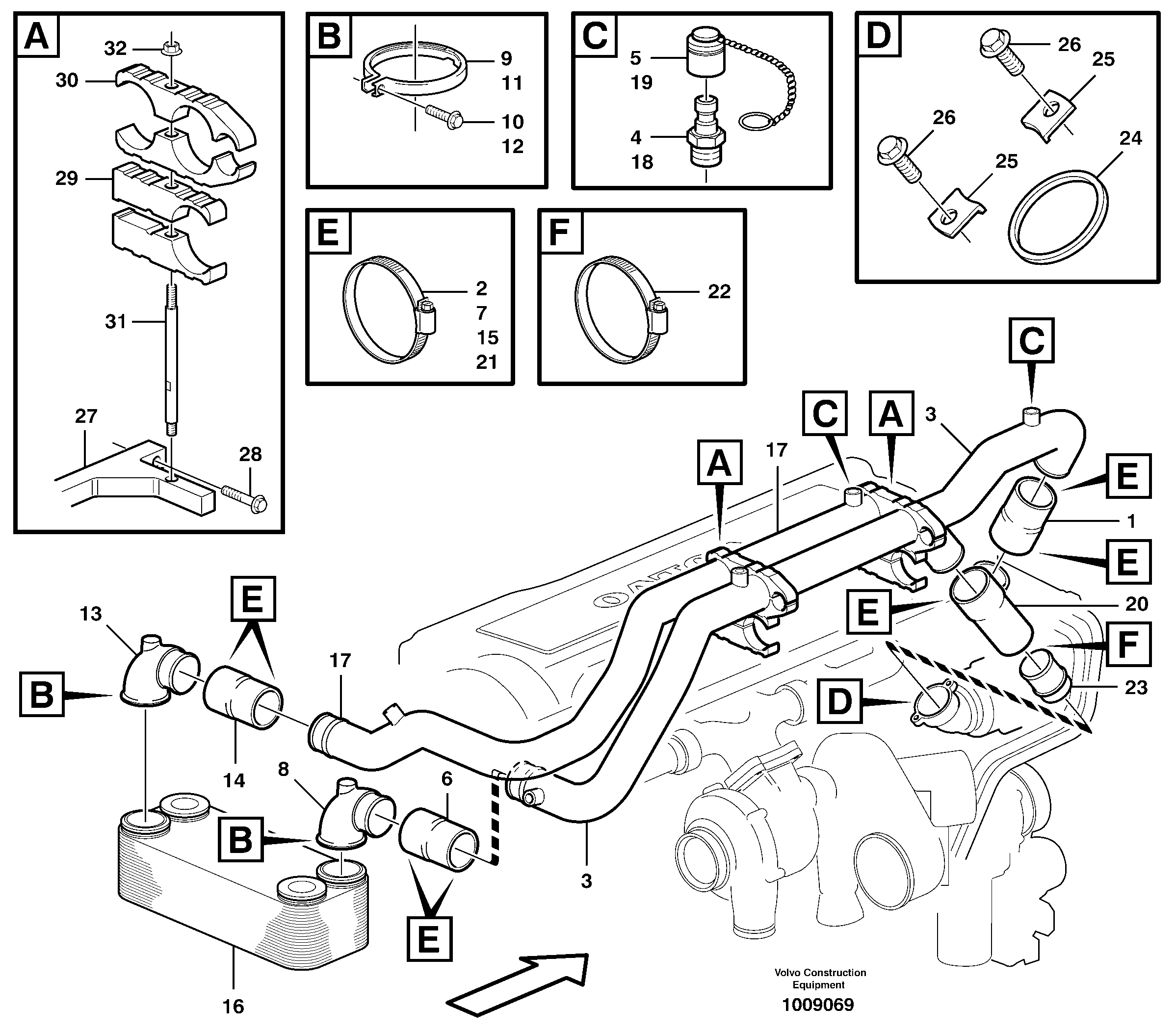 Схема запчастей Volvo A25D - 101372 Система охлаждения, мотор - ретардер A25D S/N 13001 -