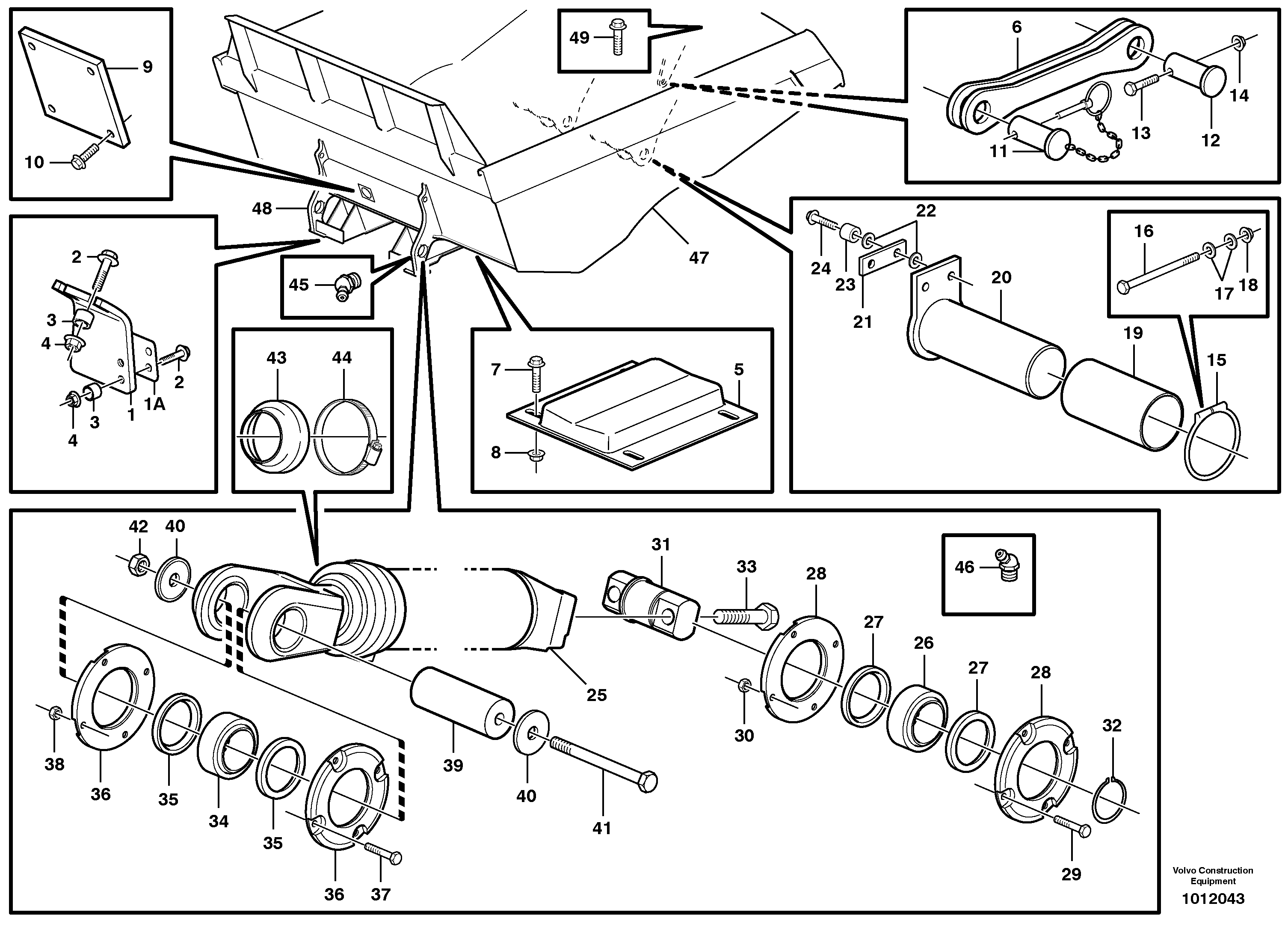 Схема запчастей Volvo A25D - 69558 Dumper basket with fitting parts A25D S/N 13001 -