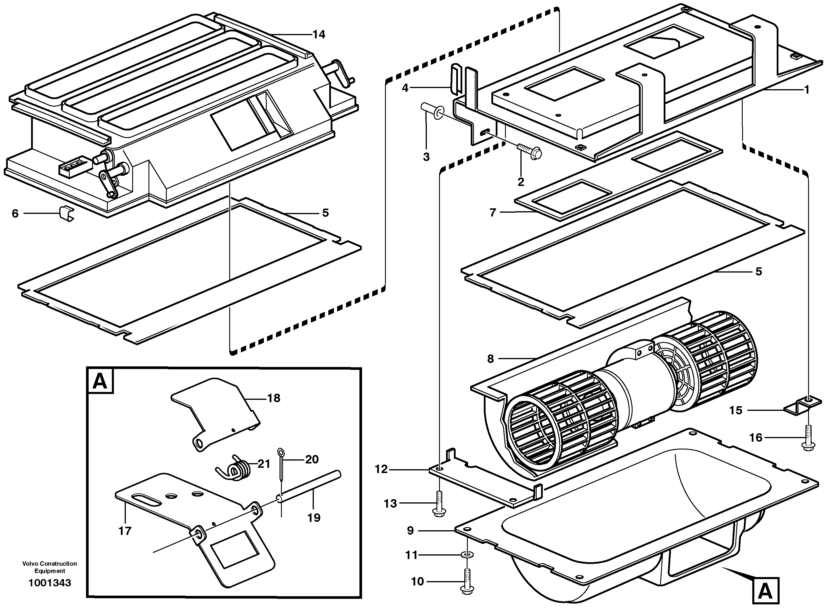 Схема запчастей Volvo A25D - 20024 Air distribution - inlet and air return A25D S/N -12999, - 61118 USA