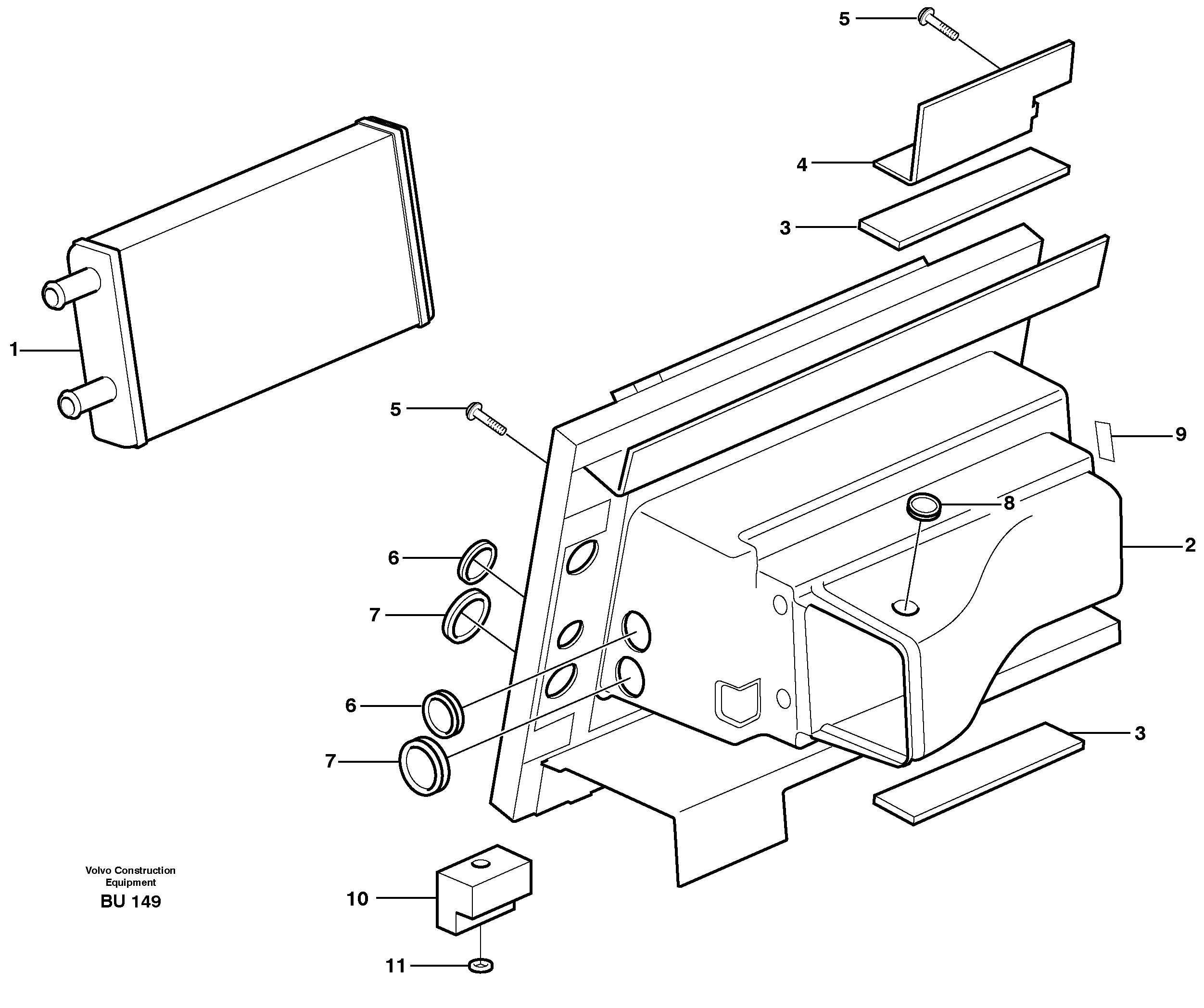 Схема запчастей Volvo A25D - 4324 Heating unit A25D S/N -12999, - 61118 USA