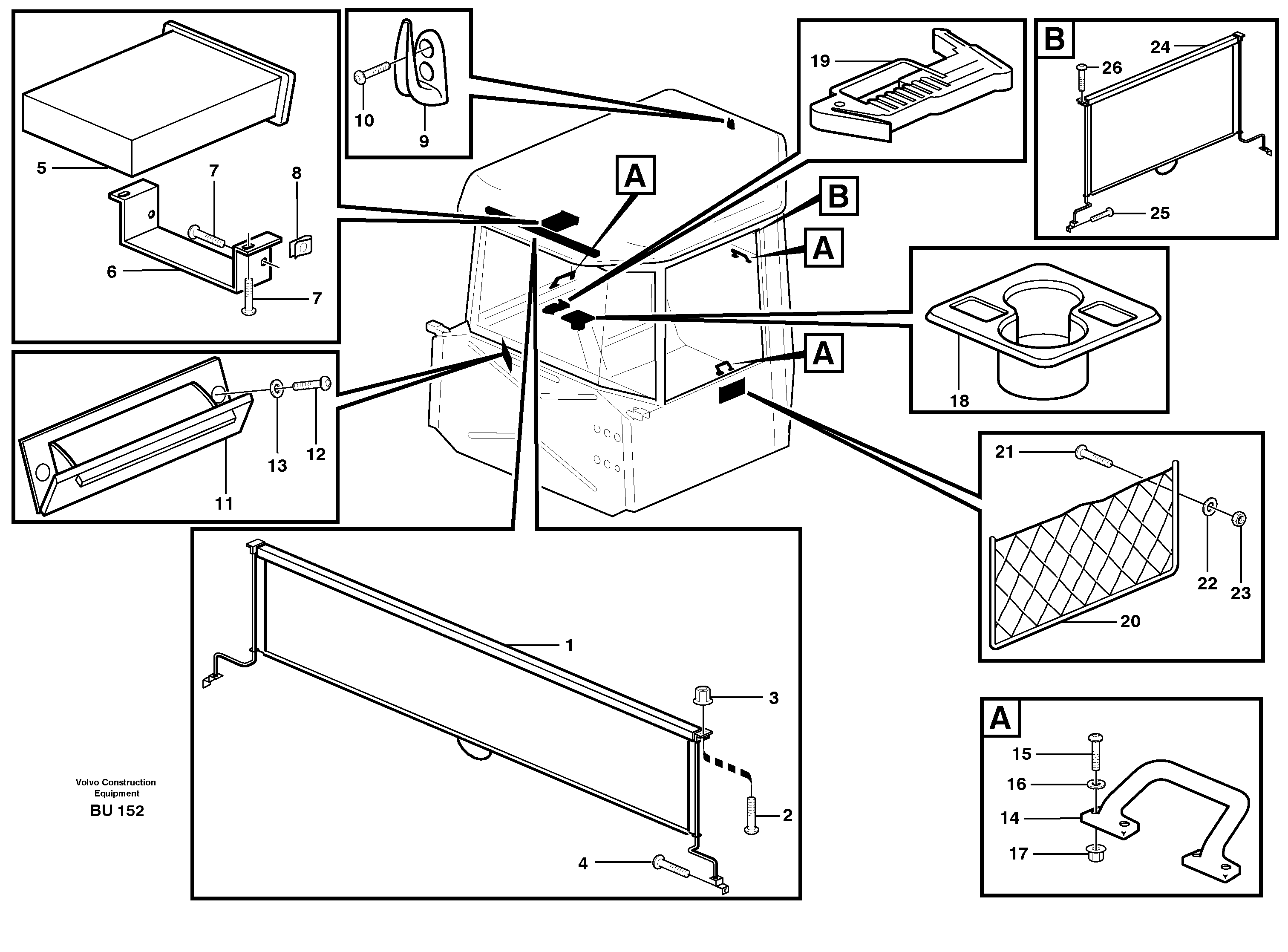 Схема запчастей Volvo A25D - 5783 Interior equipment, cab A25D S/N -12999, - 61118 USA
