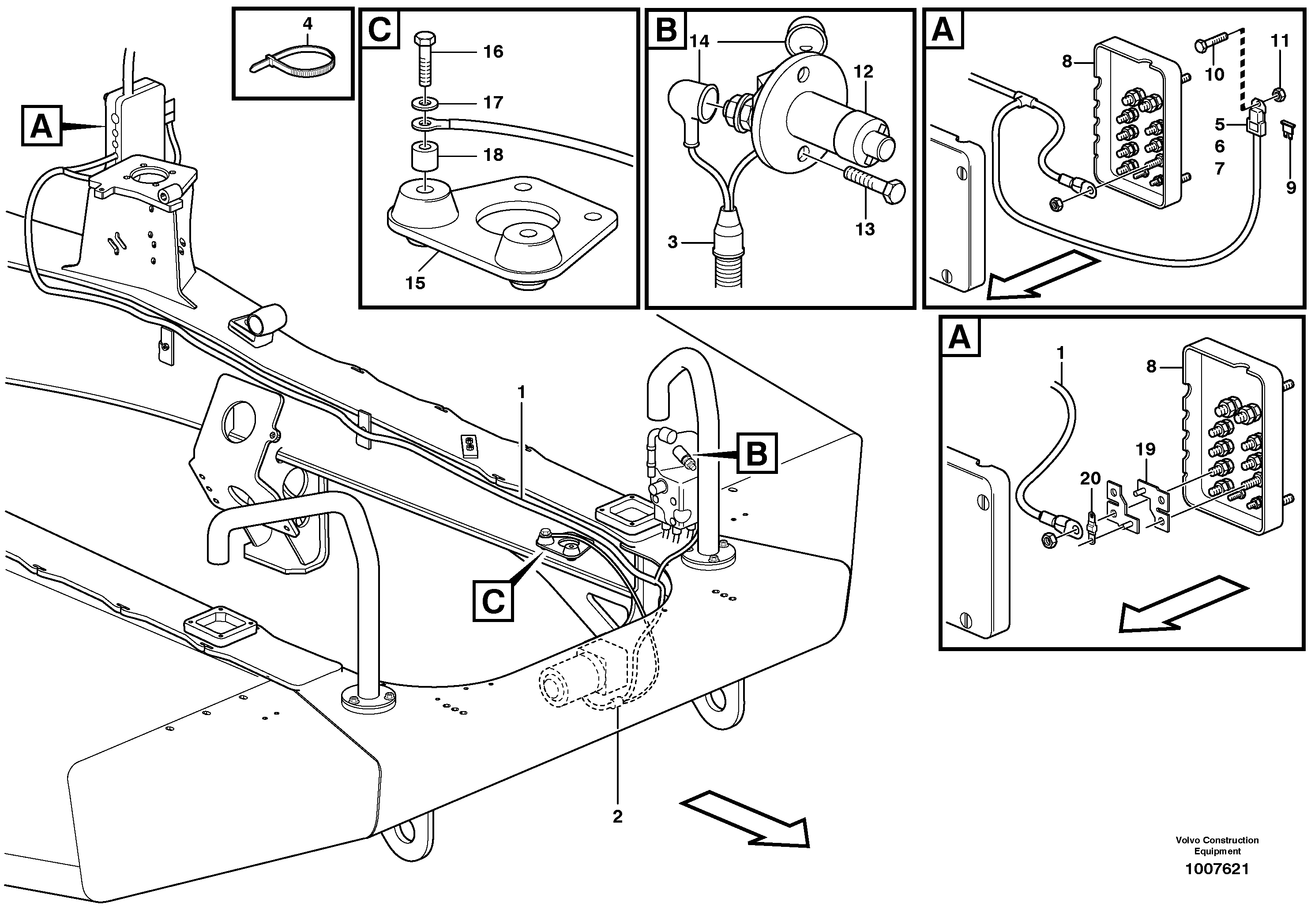 Схема запчастей Volvo A25D - 103384 Cable harnesses, enginehood A25D S/N -12999, - 61118 USA