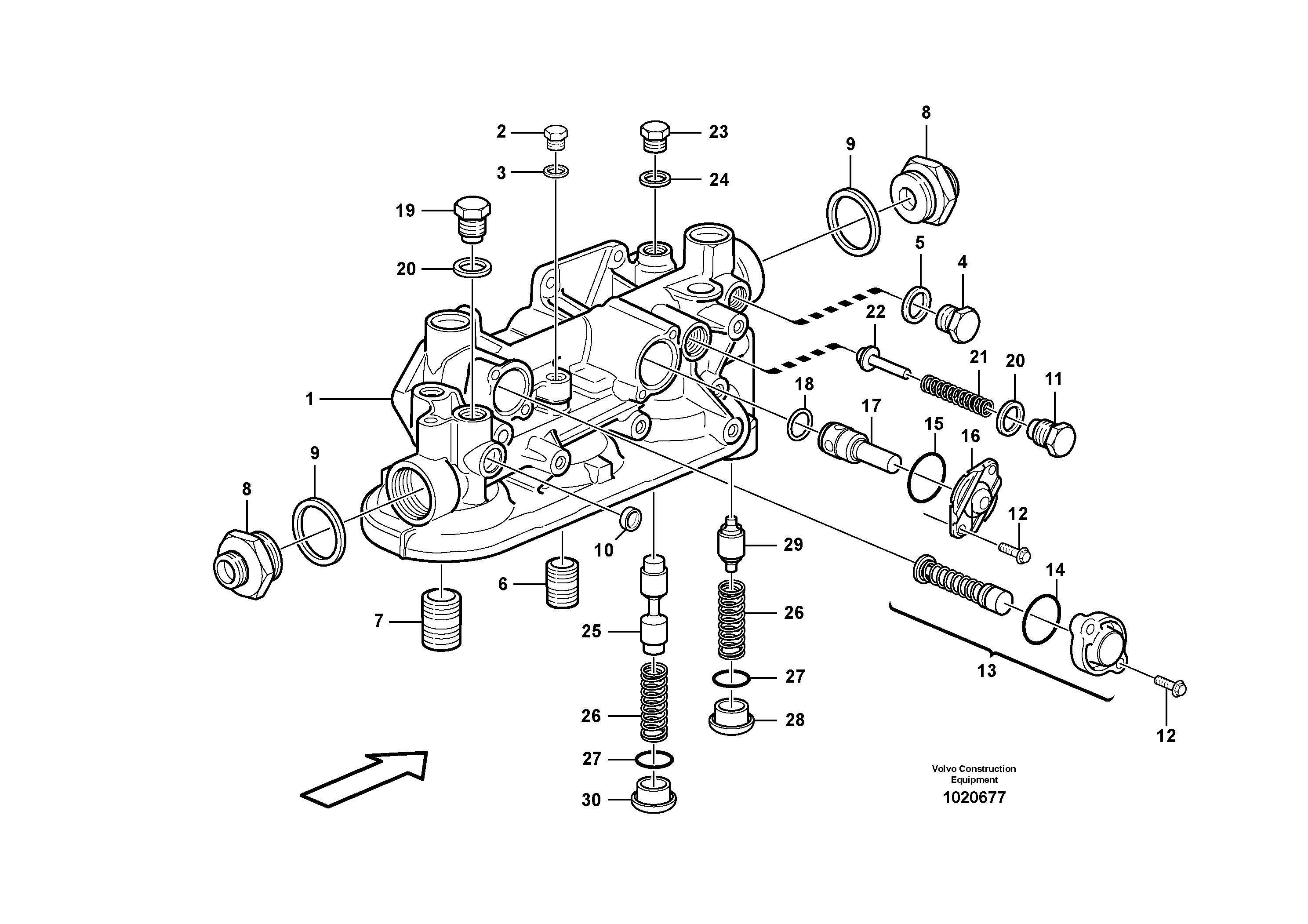 Схема запчастей Volvo A25D - 13137 Oil filter housing A25D S/N 13001 -