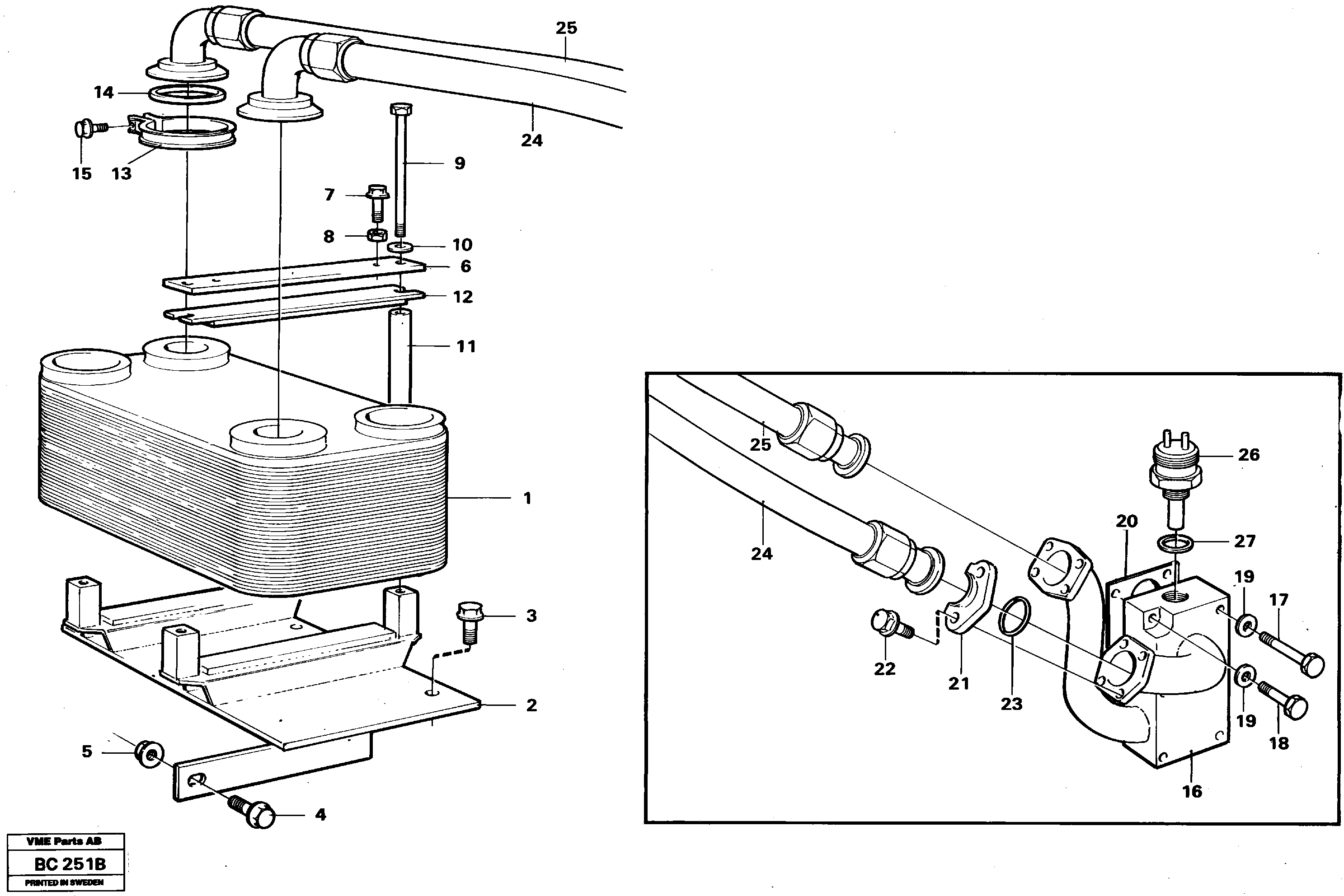 Схема запчастей Volvo A25C - 88241 Oil cooler, transmission A25C VOLVO BM VOLVO BM A25C SER NO - 10256/ - 60911