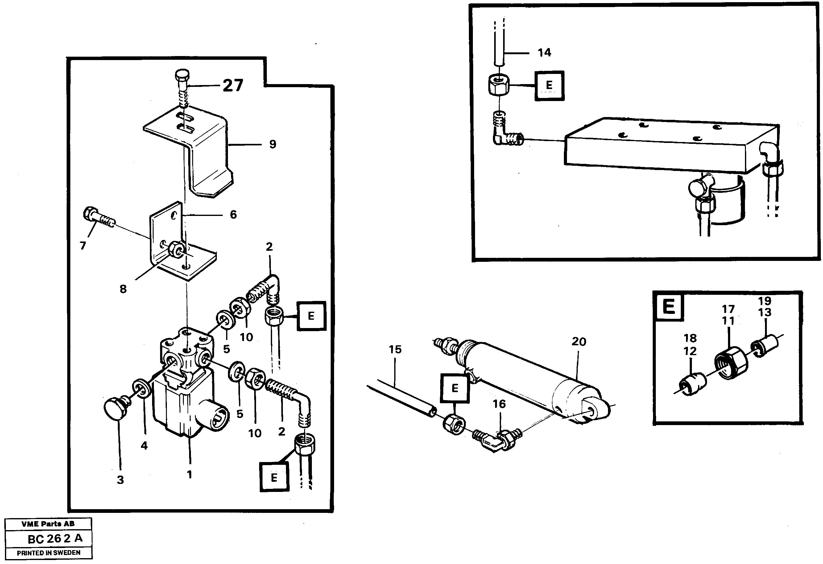 Схема запчастей Volvo A25C - 13587 Compr. air system, throttle control A25C VOLVO BM VOLVO BM A25C SER NO - 10256/ - 60911