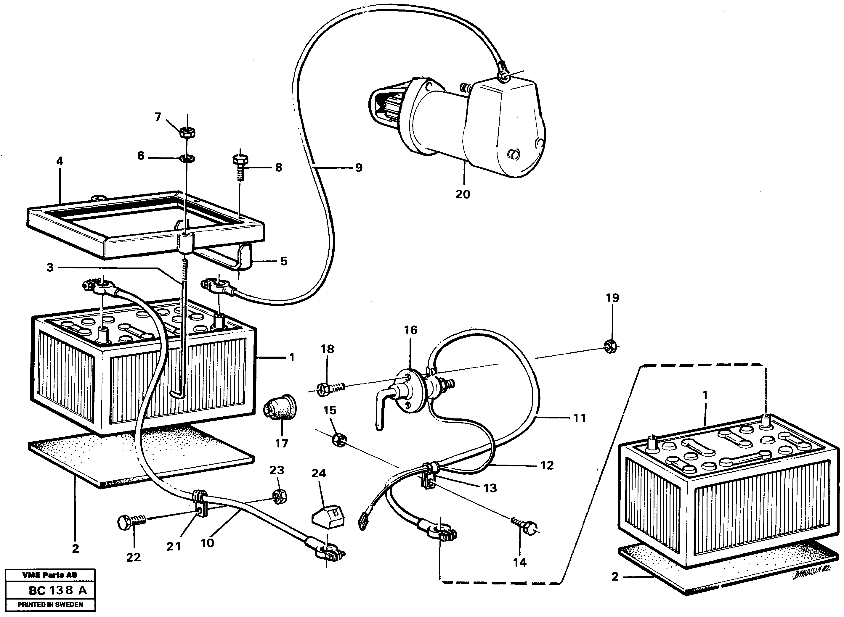 Схема запчастей Volvo A25C - 50874 Battery with fitting parts A25C VOLVO BM VOLVO BM A25C SER NO - 10256/ - 60911
