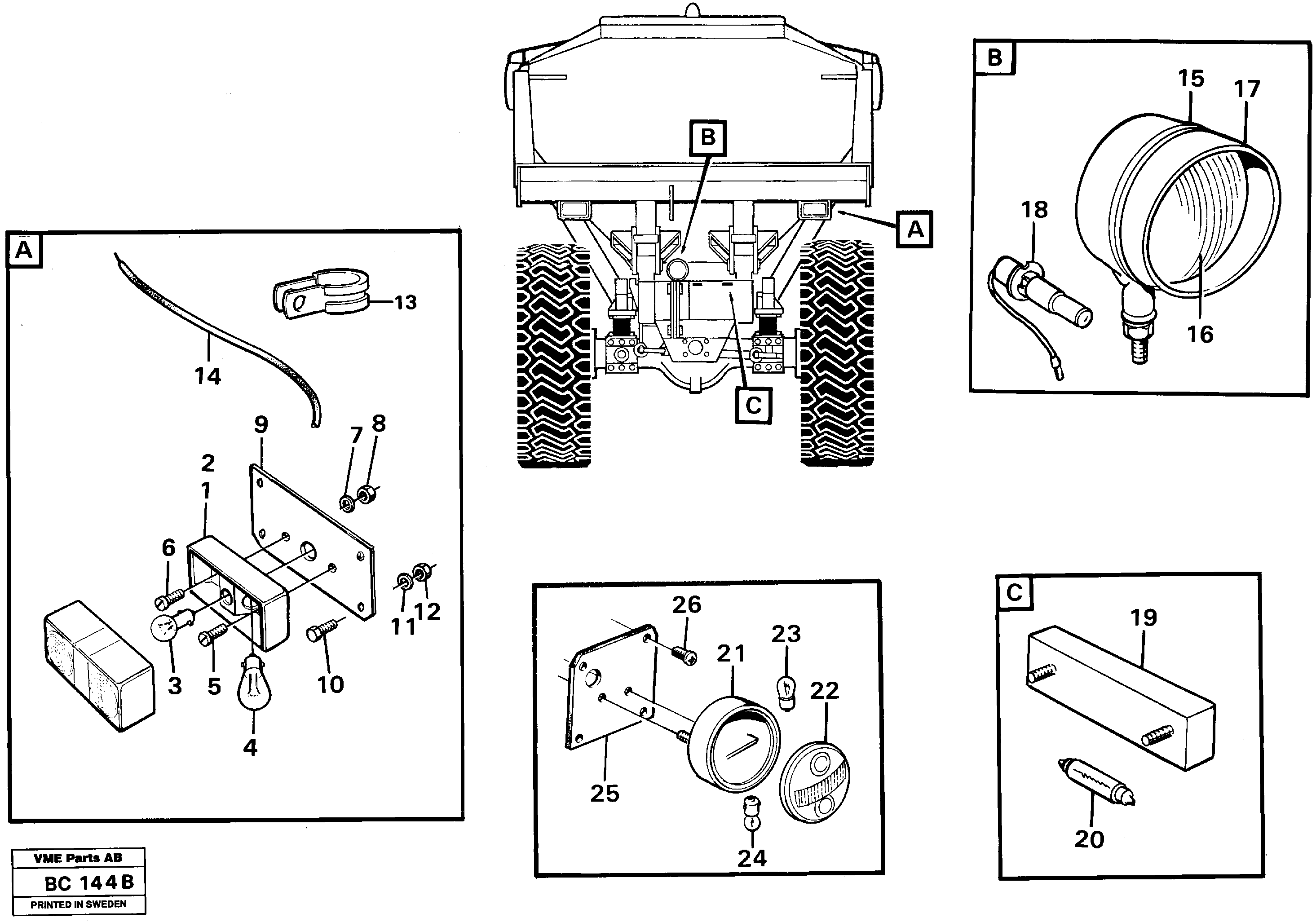 Схема запчастей Volvo A25C - 44171 Rear lighting A25C VOLVO BM VOLVO BM A25C SER NO - 10256/ - 60911