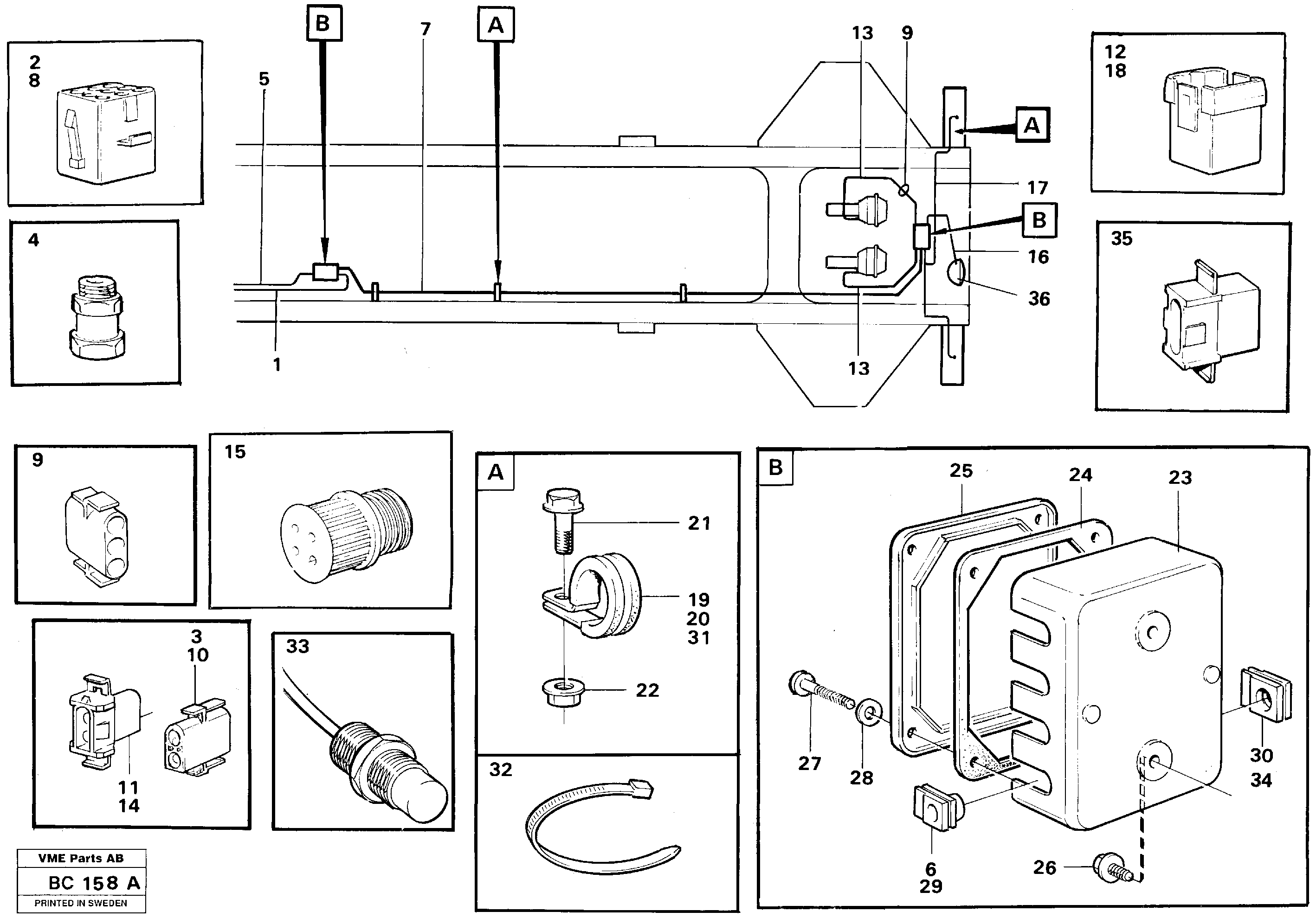 Схема запчастей Volvo A25C - 26111 Cable harnesses, rear A25C VOLVO BM VOLVO BM A25C SER NO - 10256/ - 60911