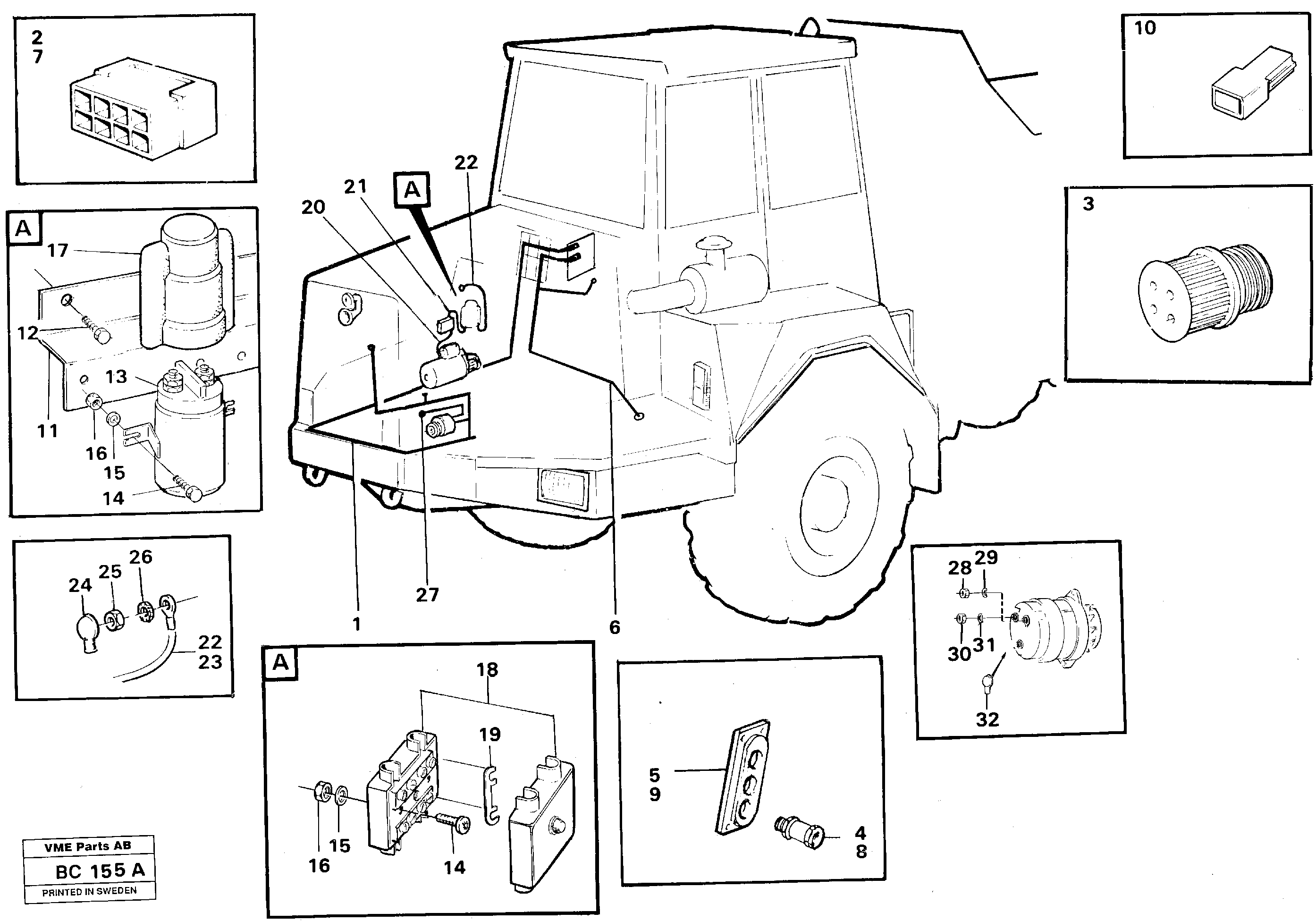 Схема запчастей Volvo A25C - 28718 Cable harnesses, front A25C VOLVO BM VOLVO BM A25C SER NO - 10256/ - 60911