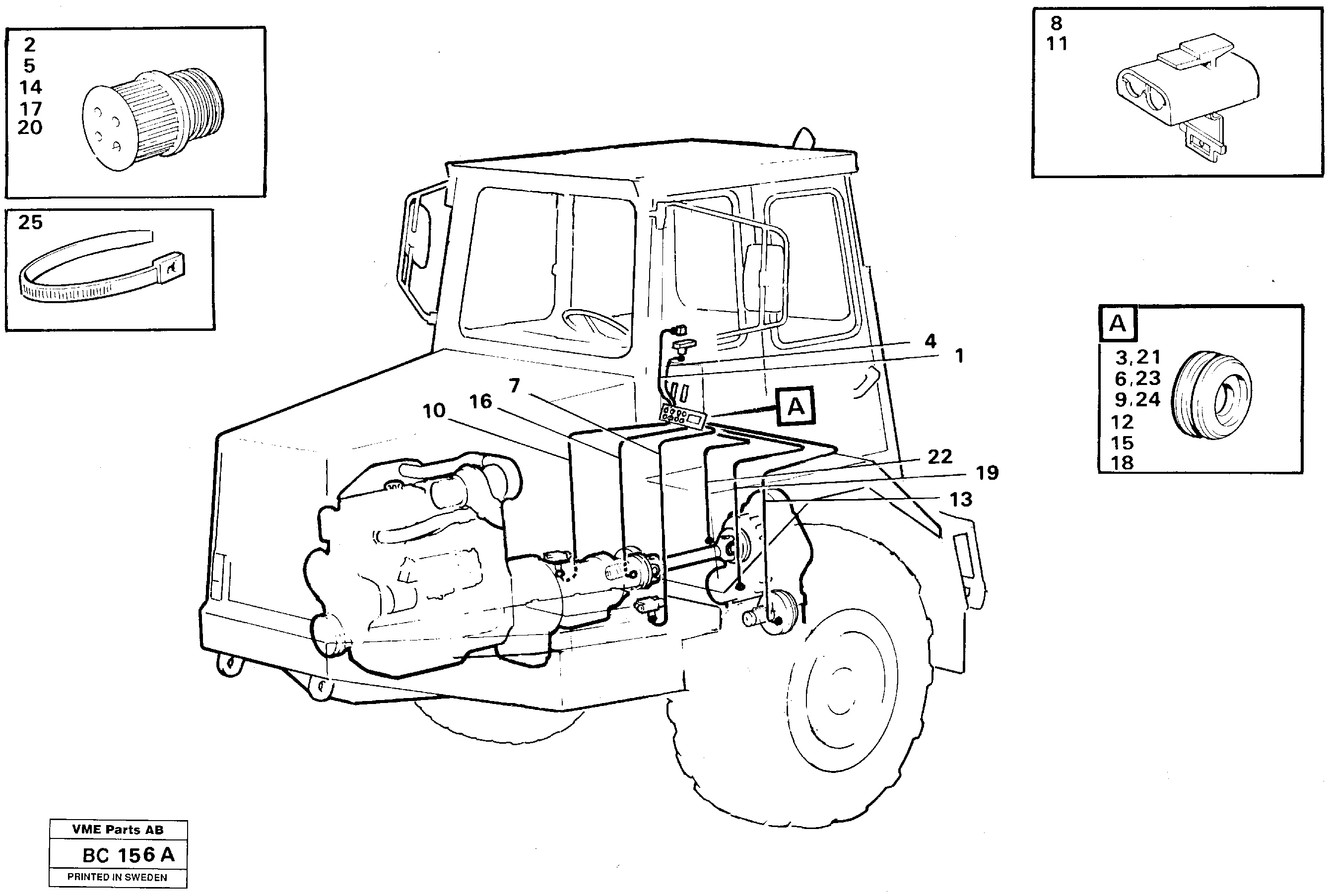 Схема запчастей Volvo A25C - 28960 Cable harnesses, front A25C VOLVO BM VOLVO BM A25C SER NO - 10256/ - 60911