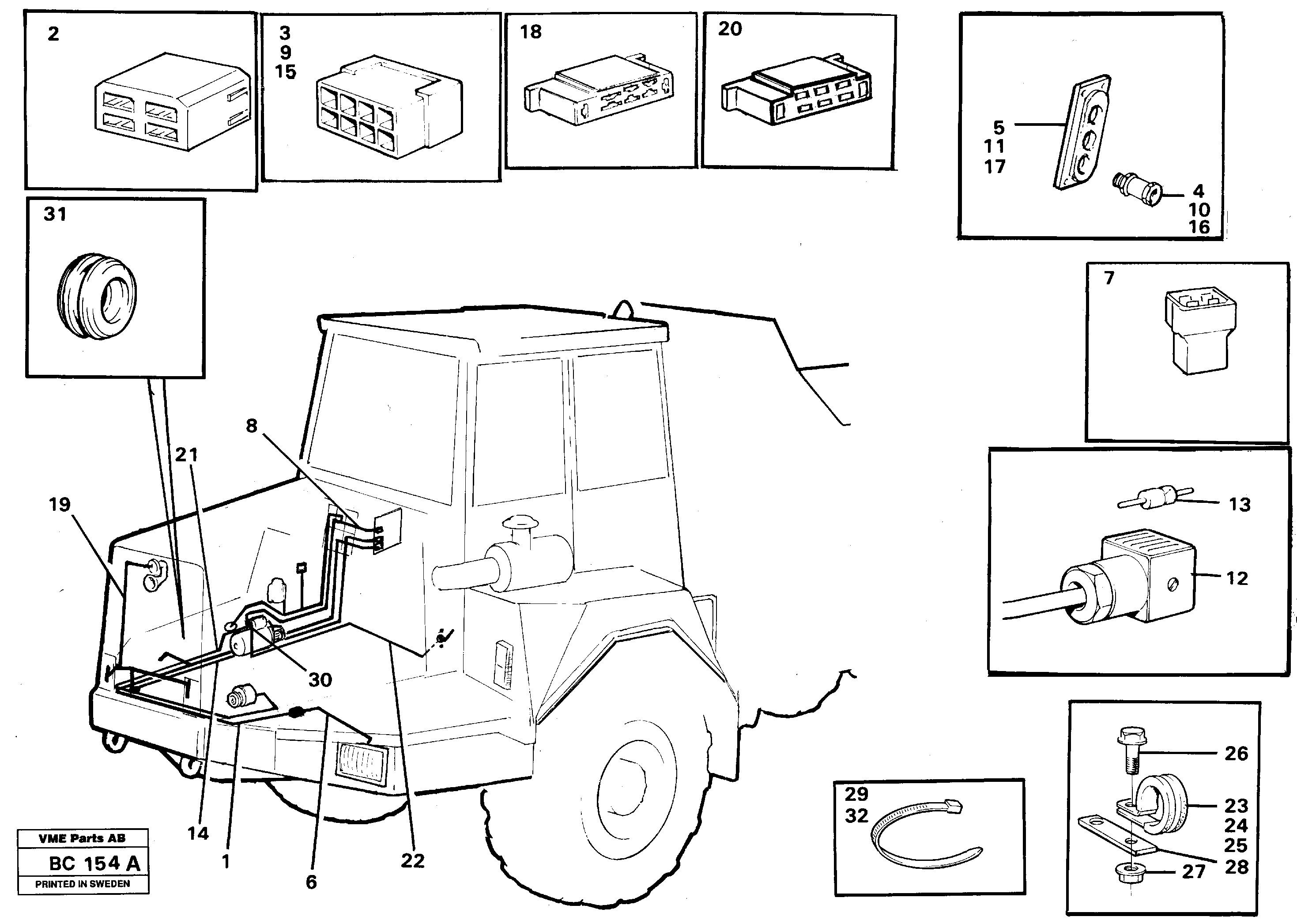 Схема запчастей Volvo A25C - 53146 Cable harnesses, front A25C VOLVO BM VOLVO BM A25C SER NO - 10256/ - 60911