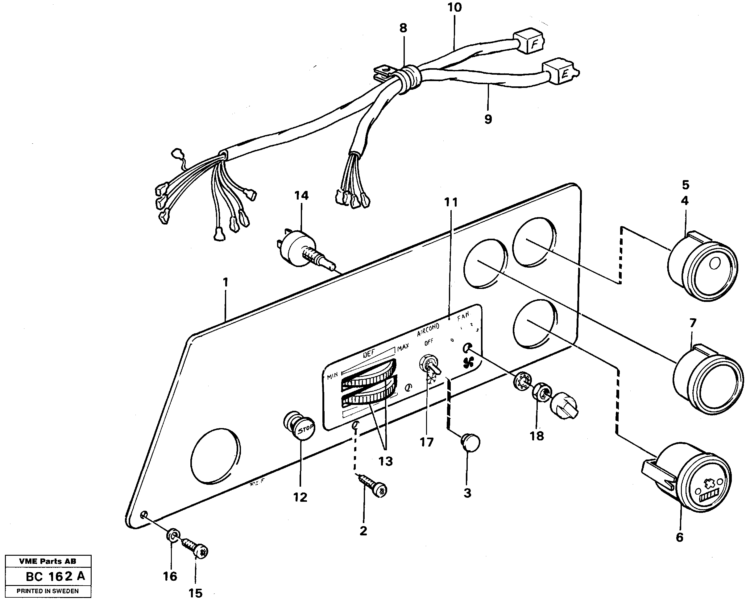 Схема запчастей Volvo A25C - 26114 Instrument panel, left A25C VOLVO BM VOLVO BM A25C SER NO - 10256/ - 60911