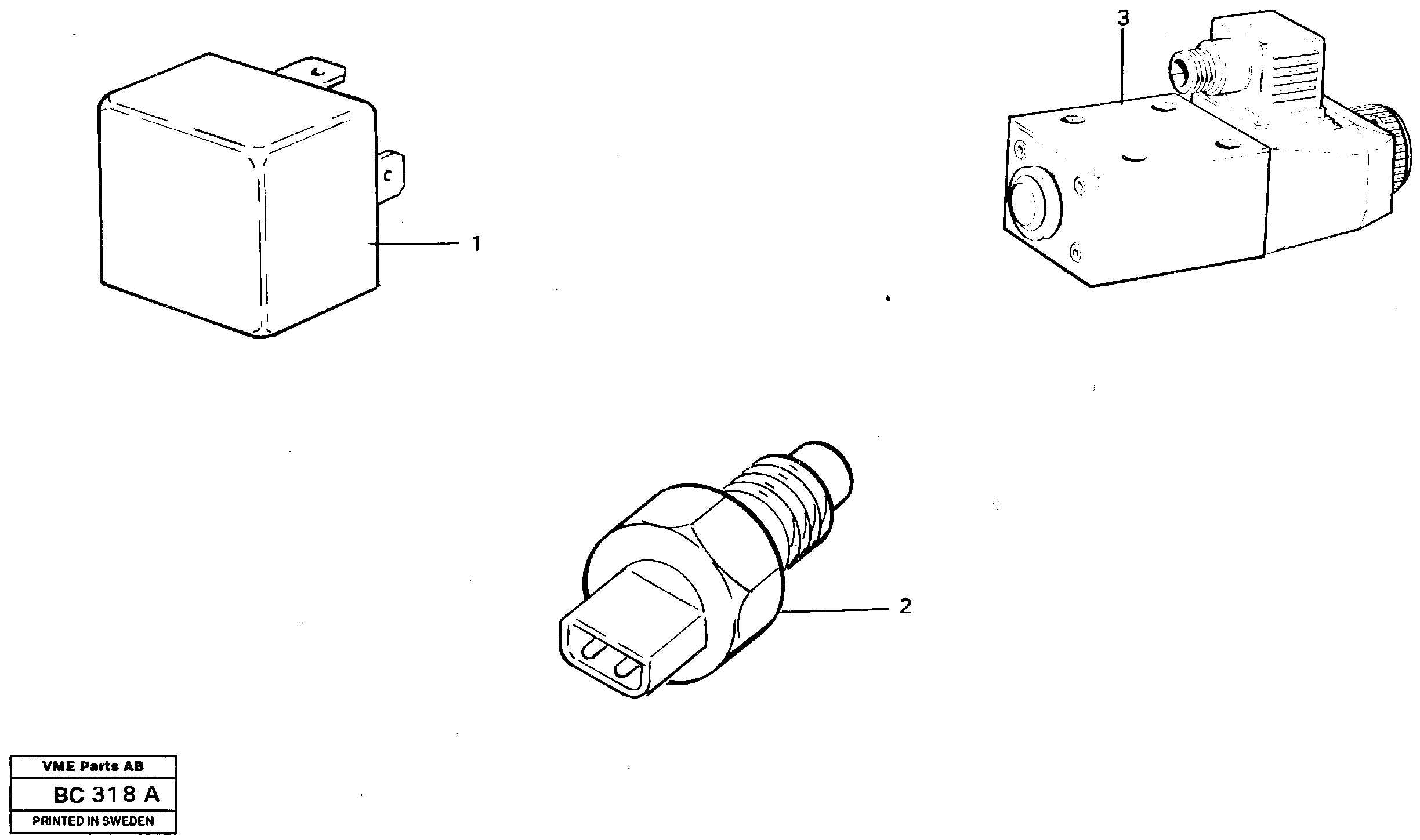 Схема запчастей Volvo A25C - 26115 Relays, sensors and solenoid valves Reference list A25C VOLVO BM VOLVO BM A25C SER NO - 10256/ - 60911