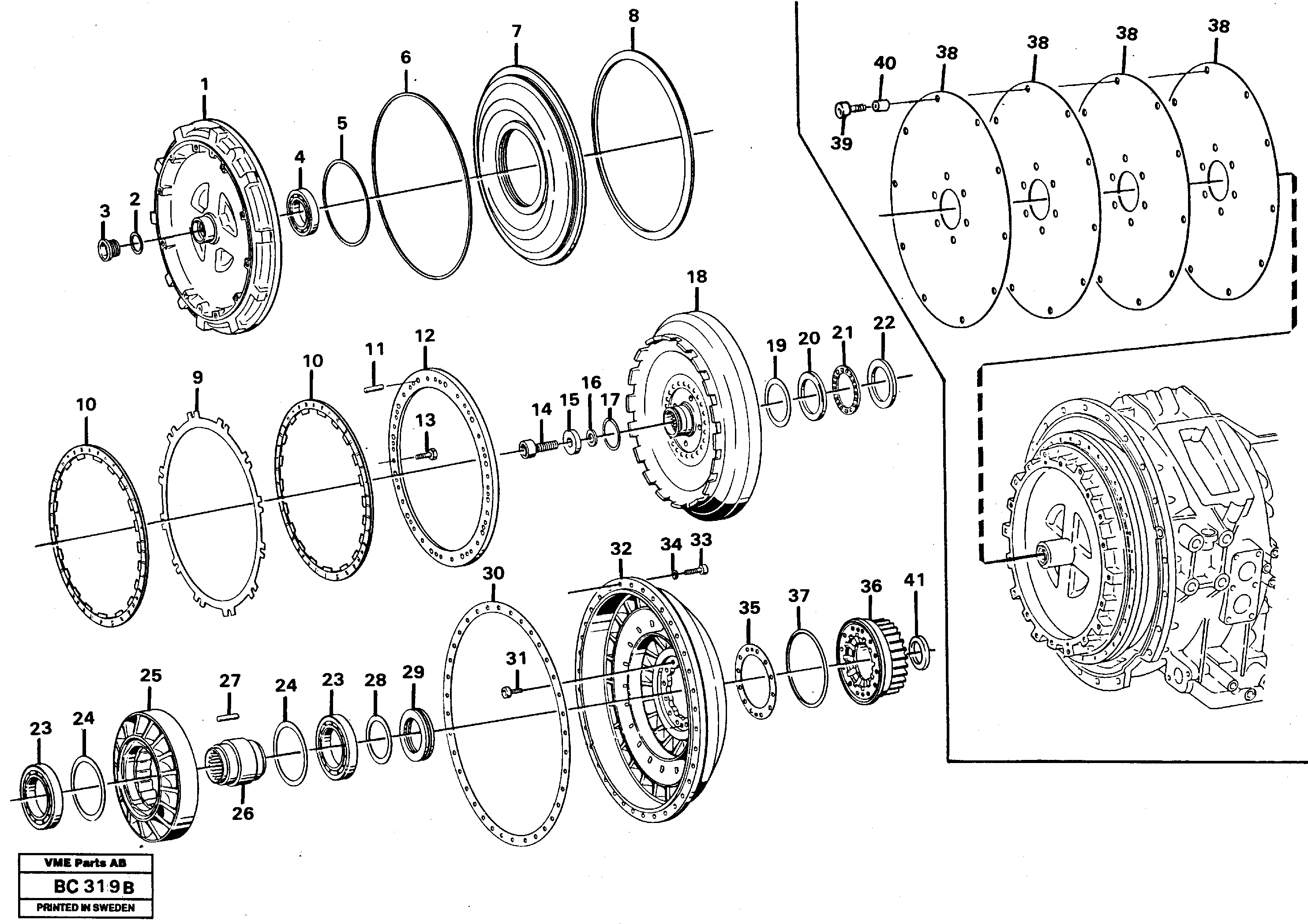 Схема запчастей Volvo A25C - 19863 Torque converter A25C VOLVO BM VOLVO BM A25C SER NO - 10256/ - 60911