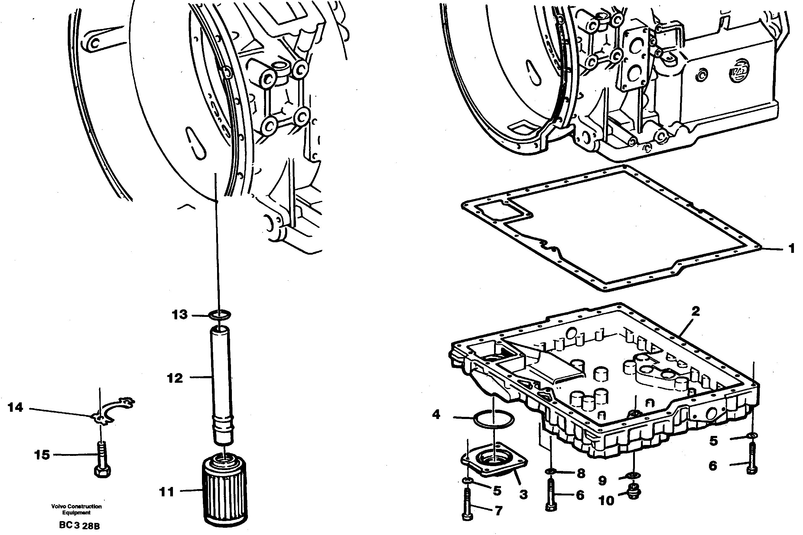 Схема запчастей Volvo A25C - 10094 Oil sump A25C VOLVO BM VOLVO BM A25C SER NO - 10256/ - 60911
