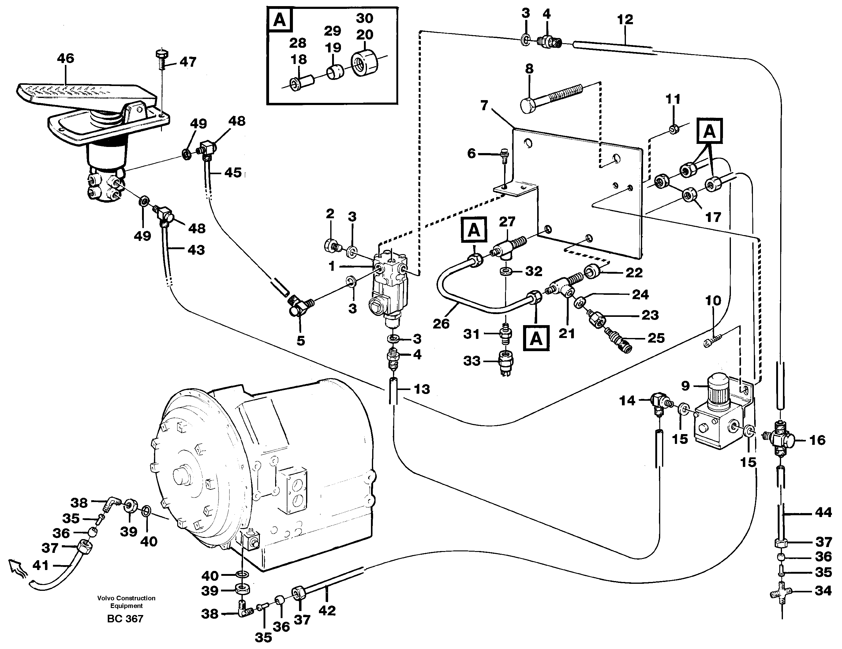 Схема запчастей Volvo A25C - 101223 Воздушный клапан ретардера (тормоза-замедлителя) A25C VOLVO BM VOLVO BM A25C SER NO - 10256/ - 60911