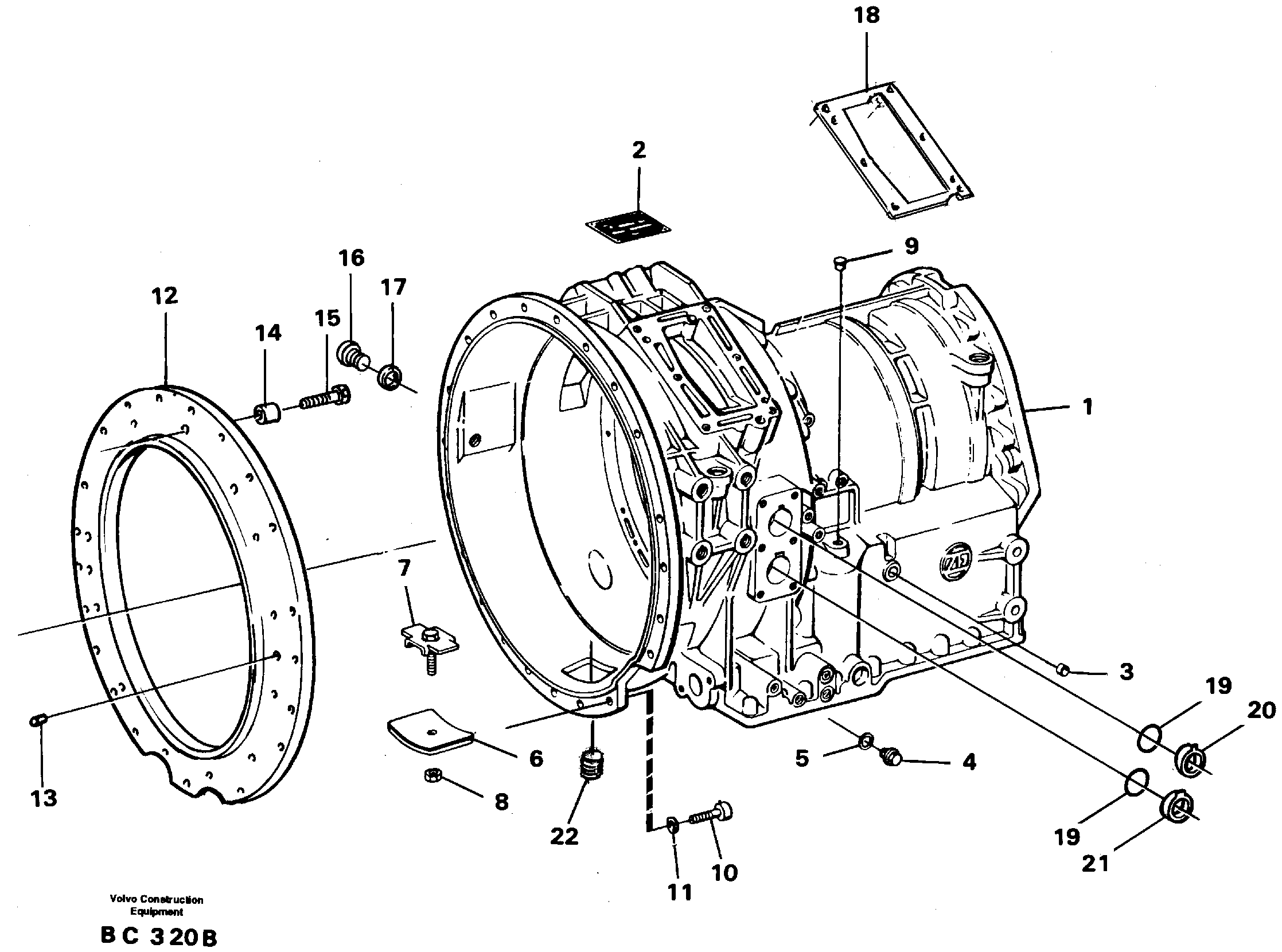 Схема запчастей Volvo A25C - 26116 Gearbox housing A25C VOLVO BM VOLVO BM A25C SER NO - 10256/ - 60911