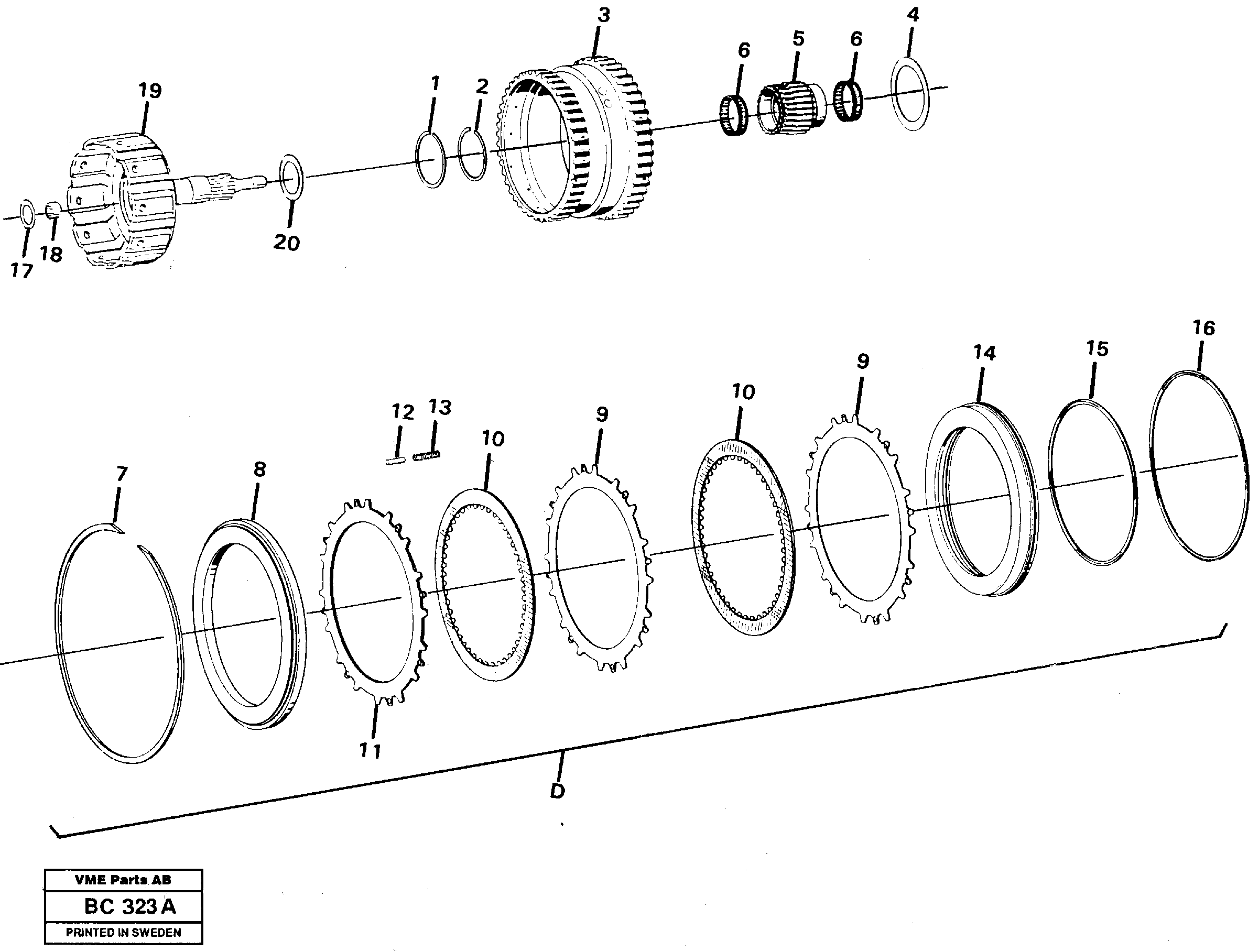 Схема запчастей Volvo A25C - 26118 Clutch and brake, D A25C VOLVO BM VOLVO BM A25C SER NO - 10256/ - 60911
