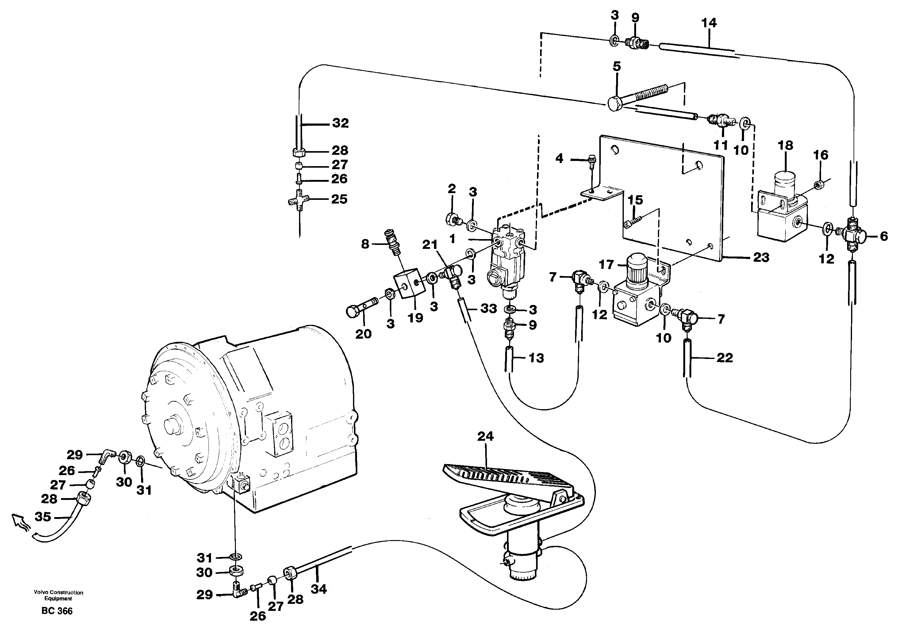 Схема запчастей Volvo A25C - 92918 Воздушный клапан ретардера (тормоза-замедлителя) A25C VOLVO BM VOLVO BM A25C SER NO - 10256/ - 60911