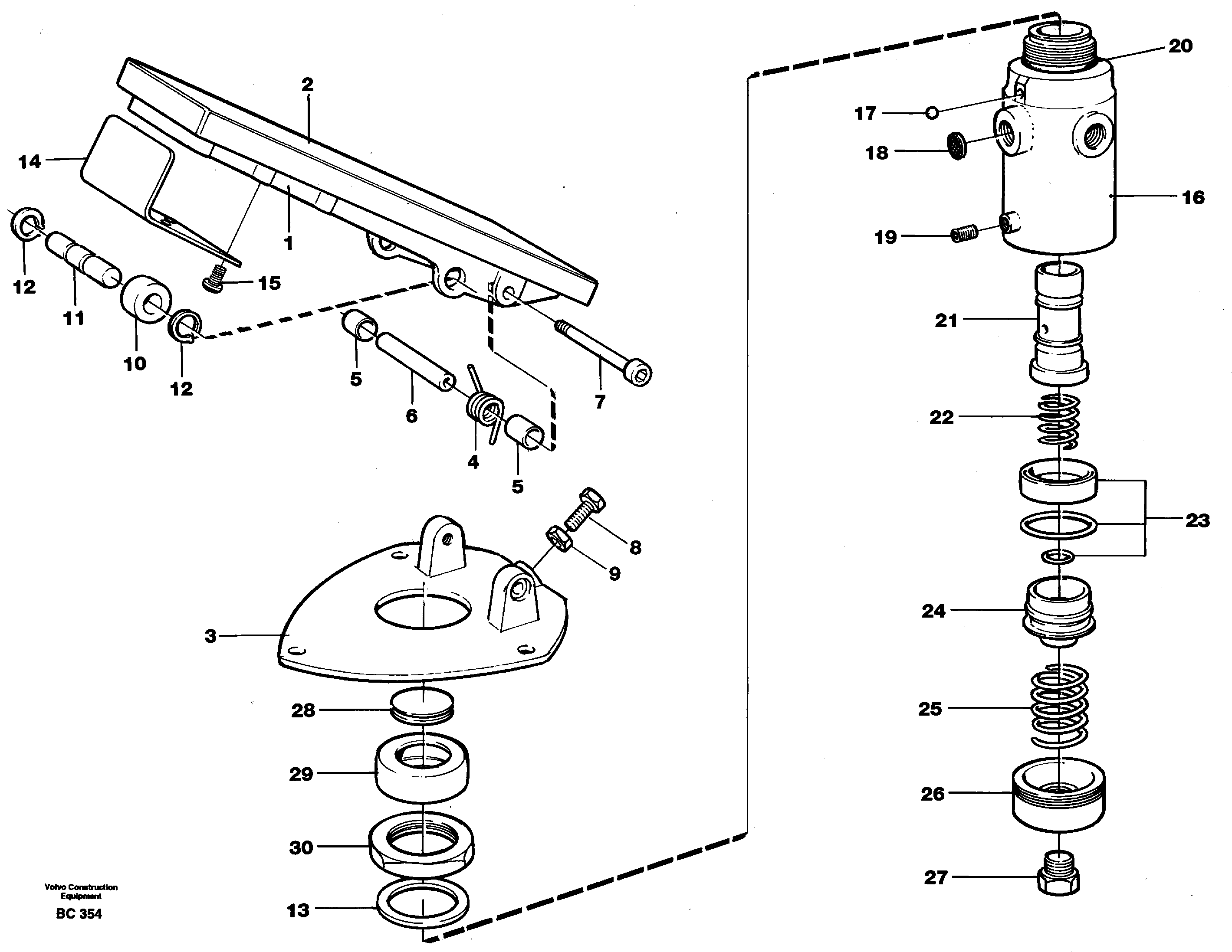 Схема запчастей Volvo A25C - 26125 Педаль ретардера (тормоза-замедлителя) A25C VOLVO BM VOLVO BM A25C SER NO - 10256/ - 60911