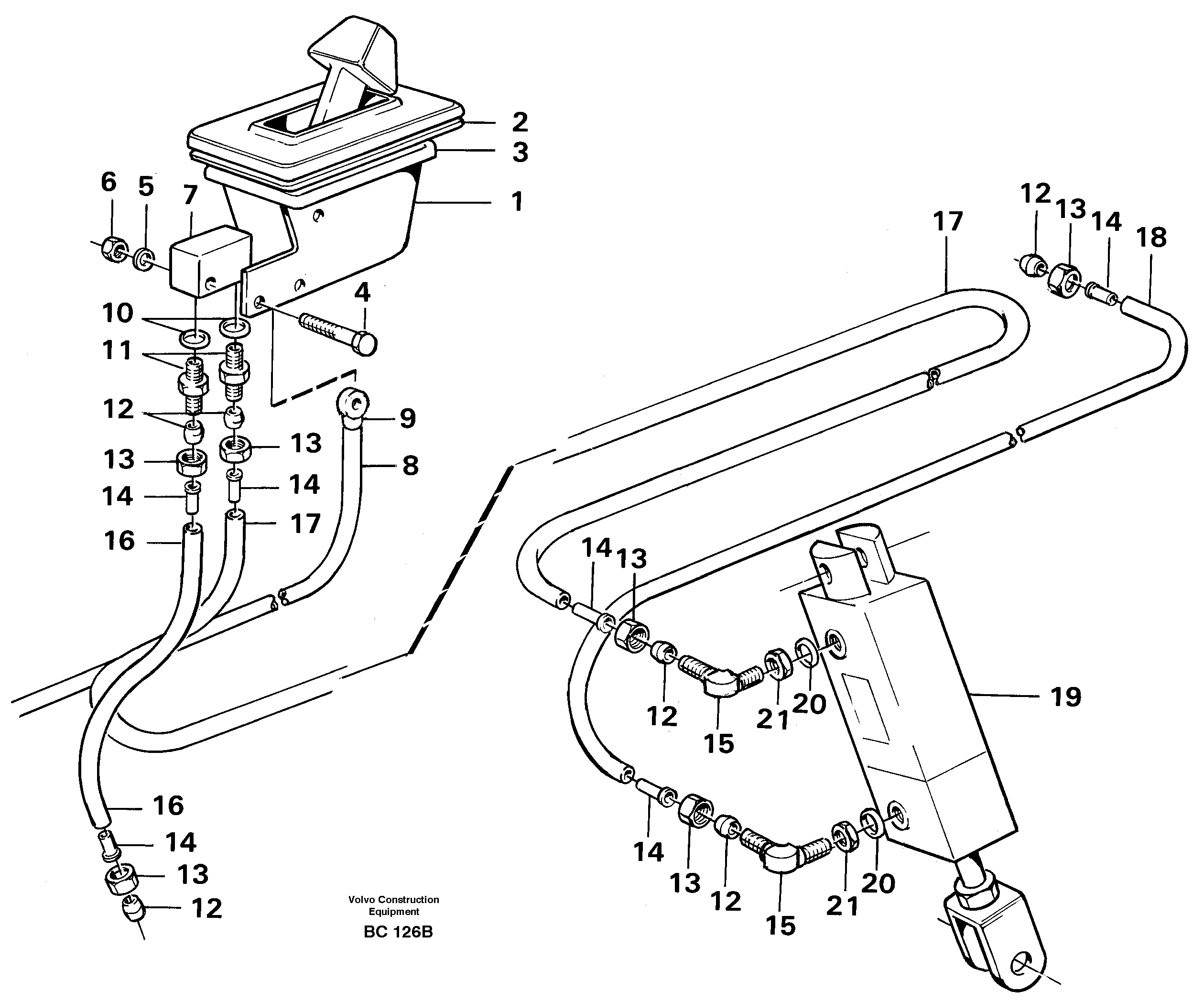 Схема запчастей Volvo A25C - 10107 Control for high and low gear A25C VOLVO BM VOLVO BM A25C SER NO - 10256/ - 60911