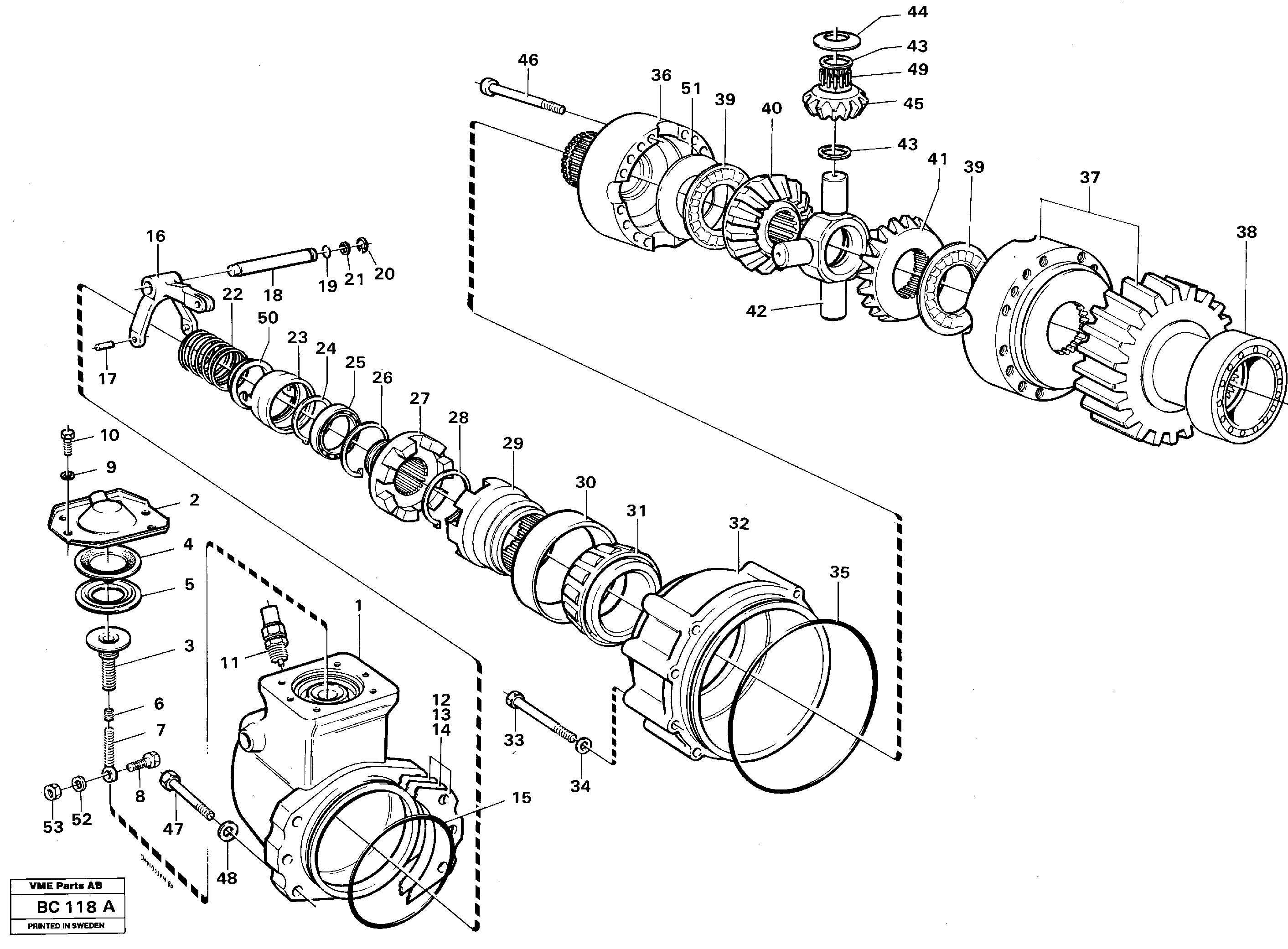 Схема запчастей Volvo A25C - 105976 Differential A25C VOLVO BM VOLVO BM A25C SER NO - 10256/ - 60911