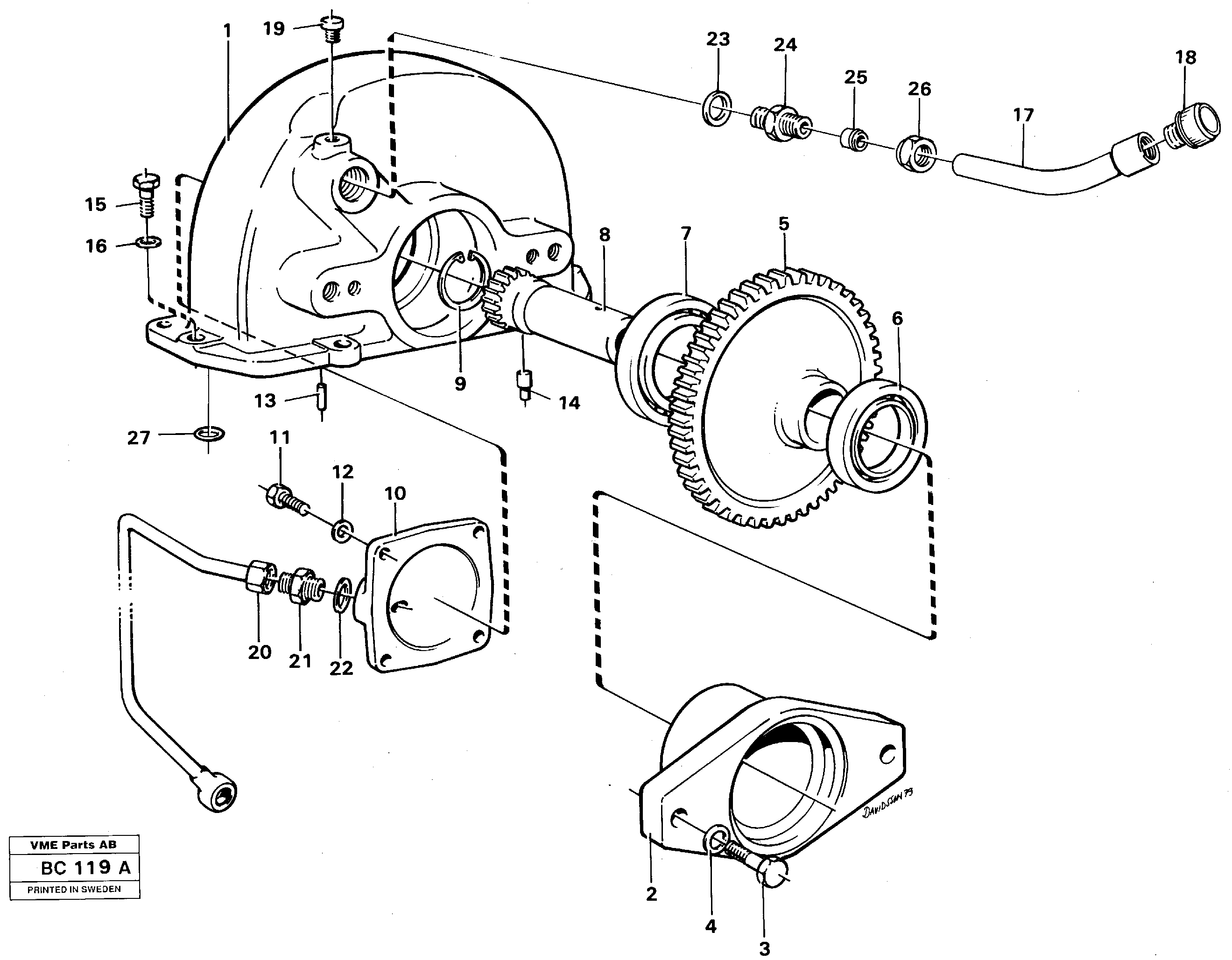 Схема запчастей Volvo A25C - 54740 Pump drive A25C VOLVO BM VOLVO BM A25C SER NO - 10256/ - 60911