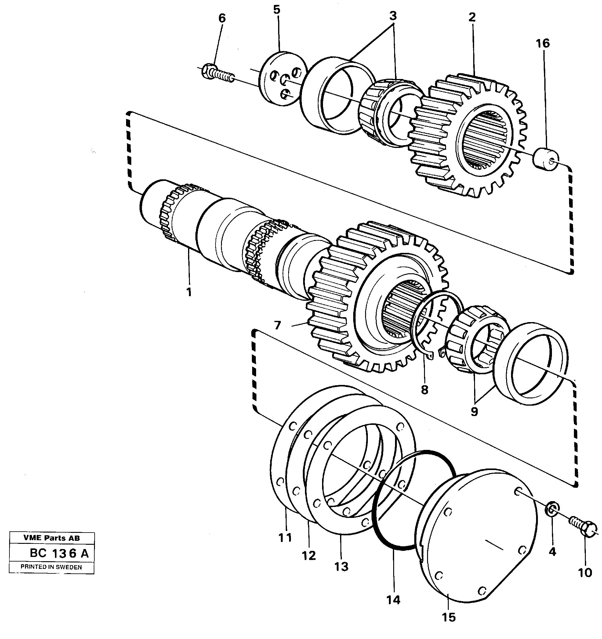 Схема запчастей Volvo A25C - 58946 Intermediate shaft A25C VOLVO BM VOLVO BM A25C SER NO - 10256/ - 60911