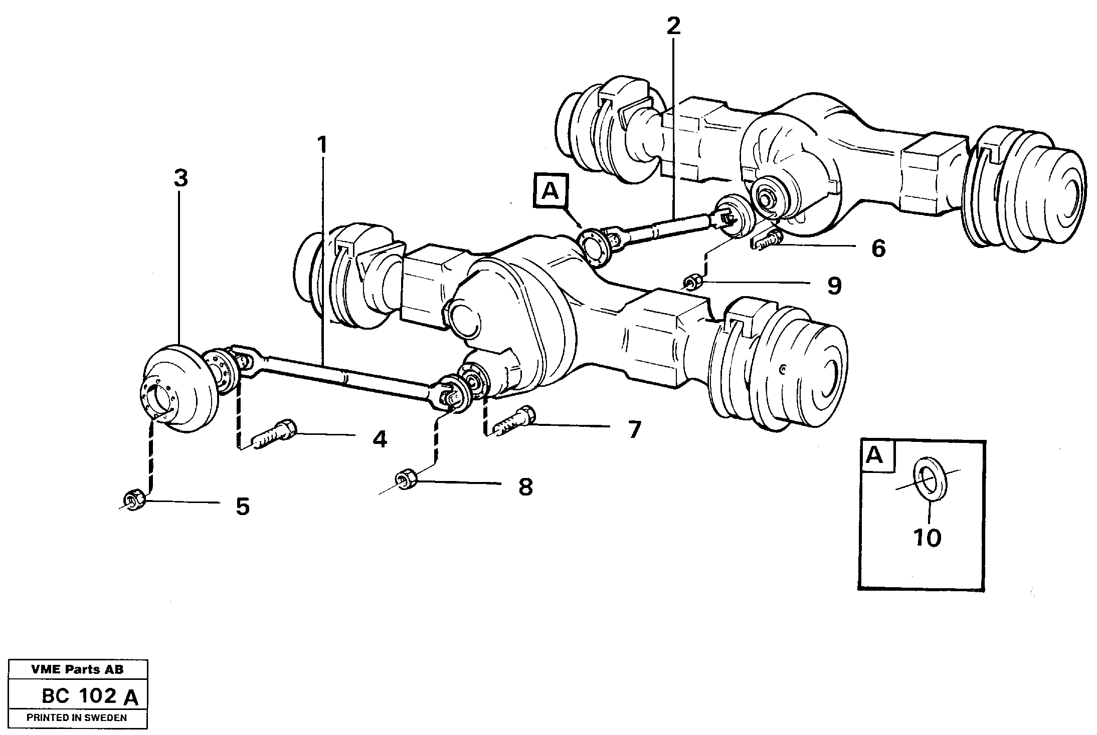 Схема запчастей Volvo A25C - 10110 Propeller shaft, trailer A25C VOLVO BM VOLVO BM A25C SER NO - 10256/ - 60911