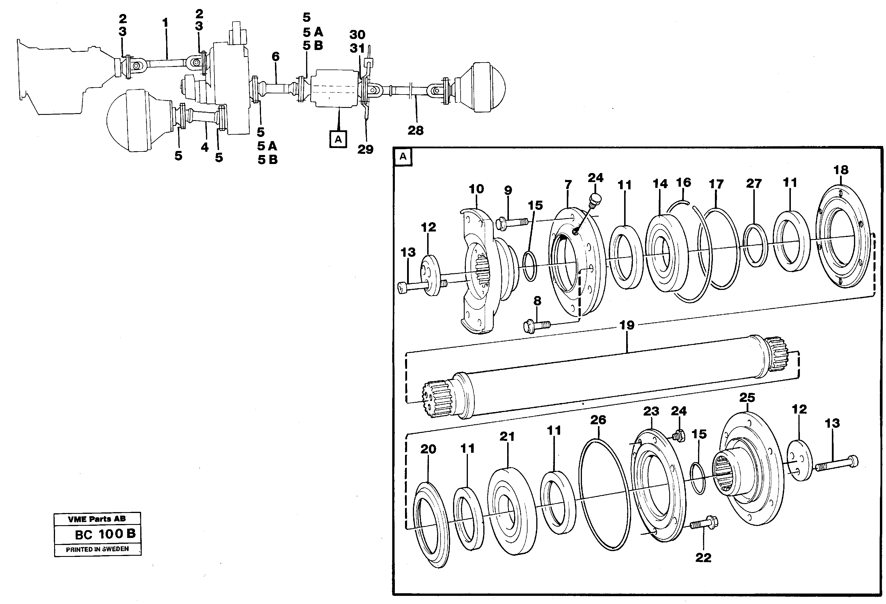 Схема запчастей Volvo A25C - 18281 Power shafts A25C VOLVO BM VOLVO BM A25C SER NO - 10256/ - 60911