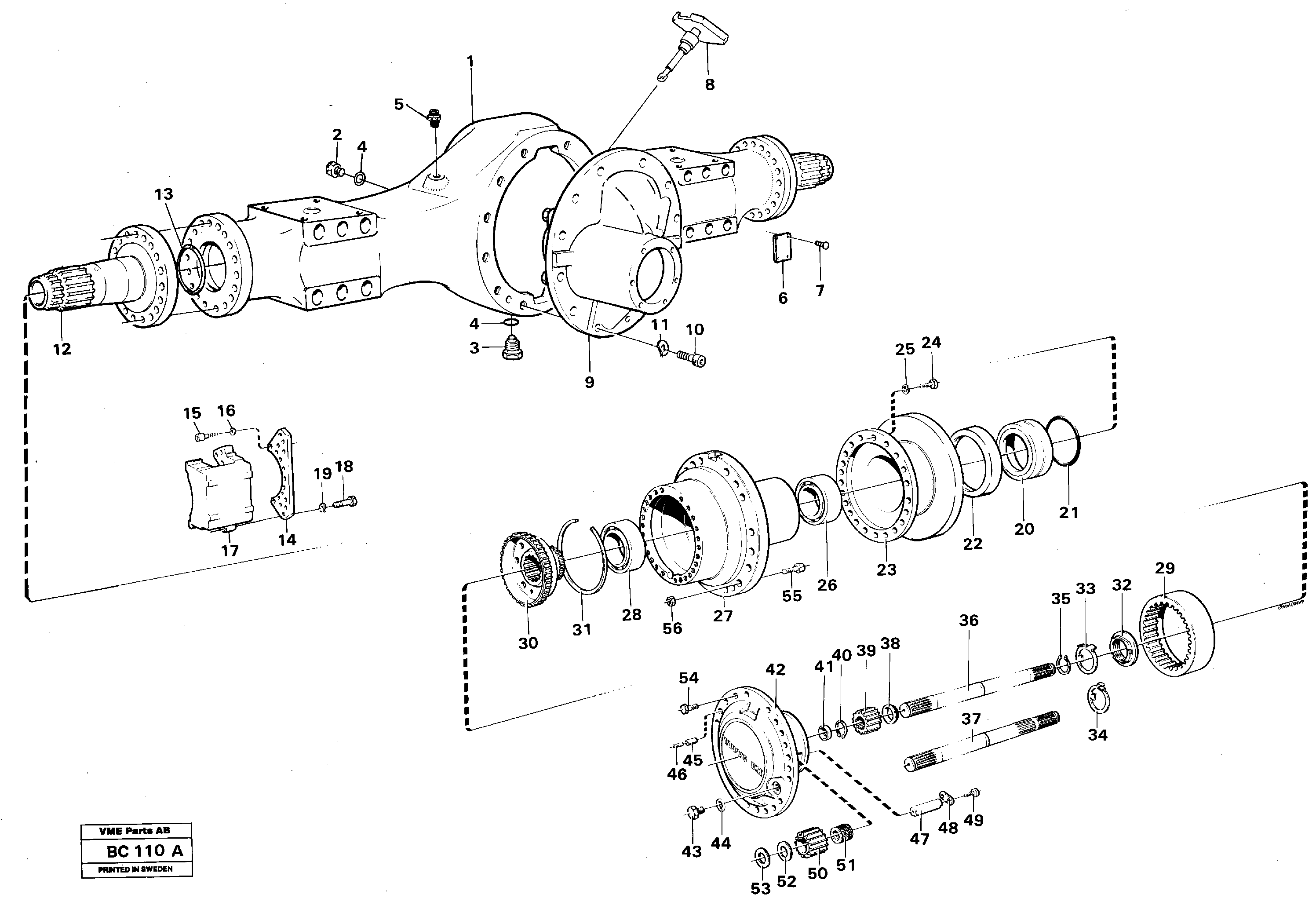 Схема запчастей Volvo A25C - 106253 Planet shaft, front A25C VOLVO BM VOLVO BM A25C SER NO - 10256/ - 60911