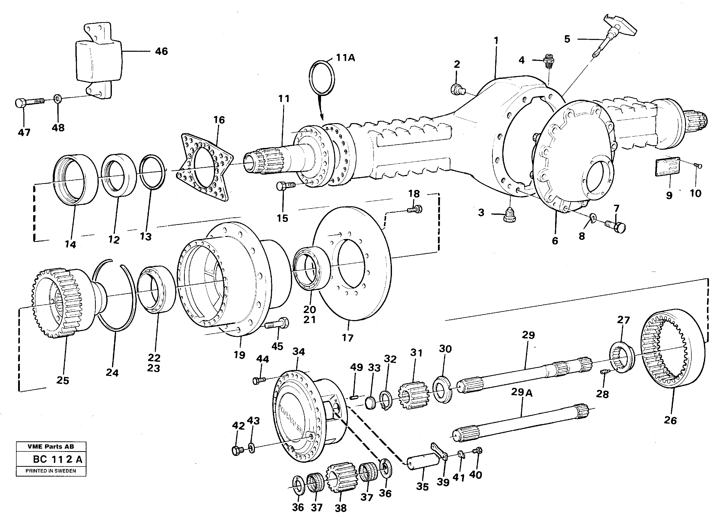 Схема запчастей Volvo A25C - 91134 Planet axle, rear, 4x4 A25C VOLVO BM VOLVO BM A25C SER NO - 10256/ - 60911