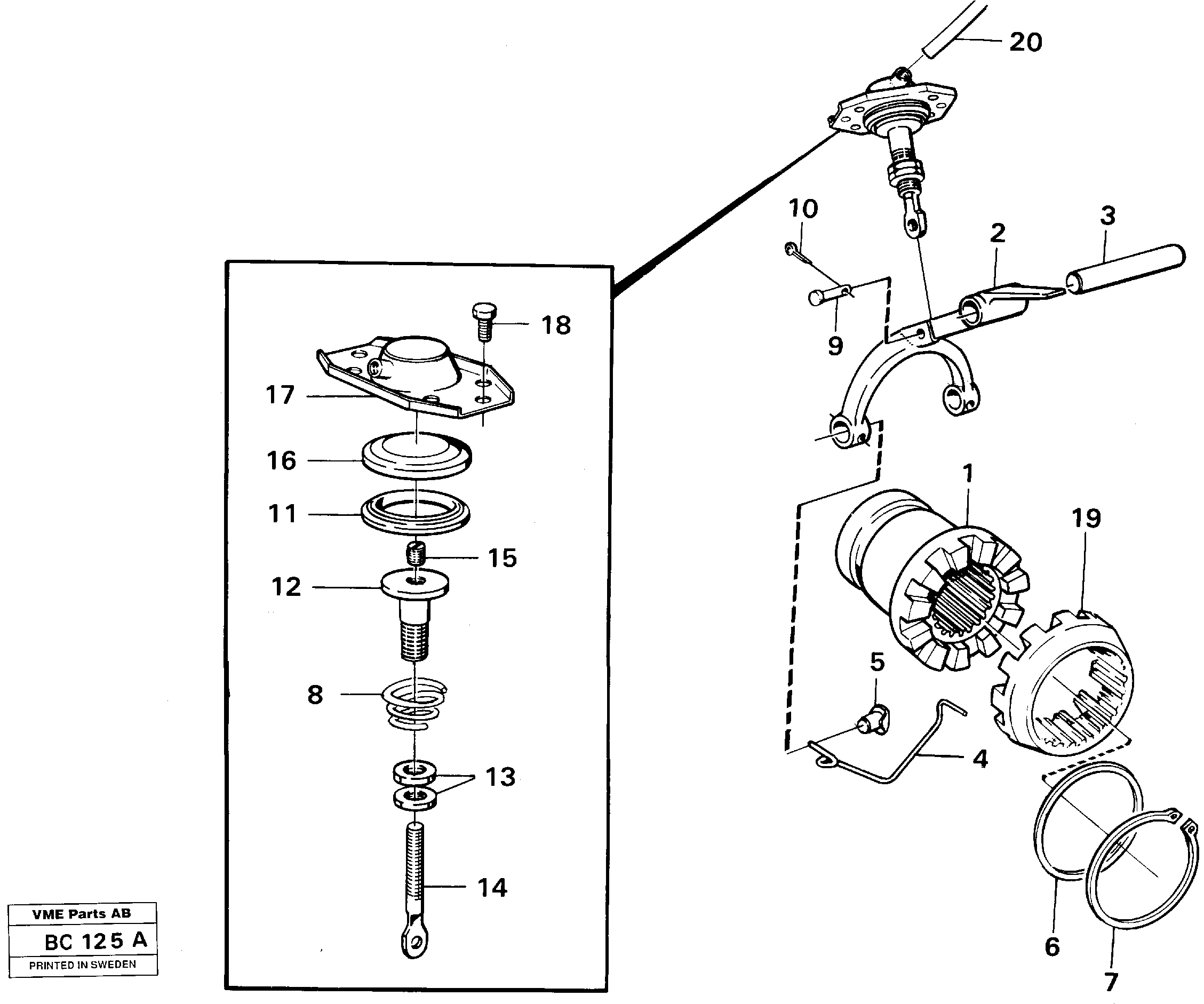 Схема запчастей Volvo A25C - 16982 Differential lock A25C VOLVO BM VOLVO BM A25C SER NO - 10256/ - 60911