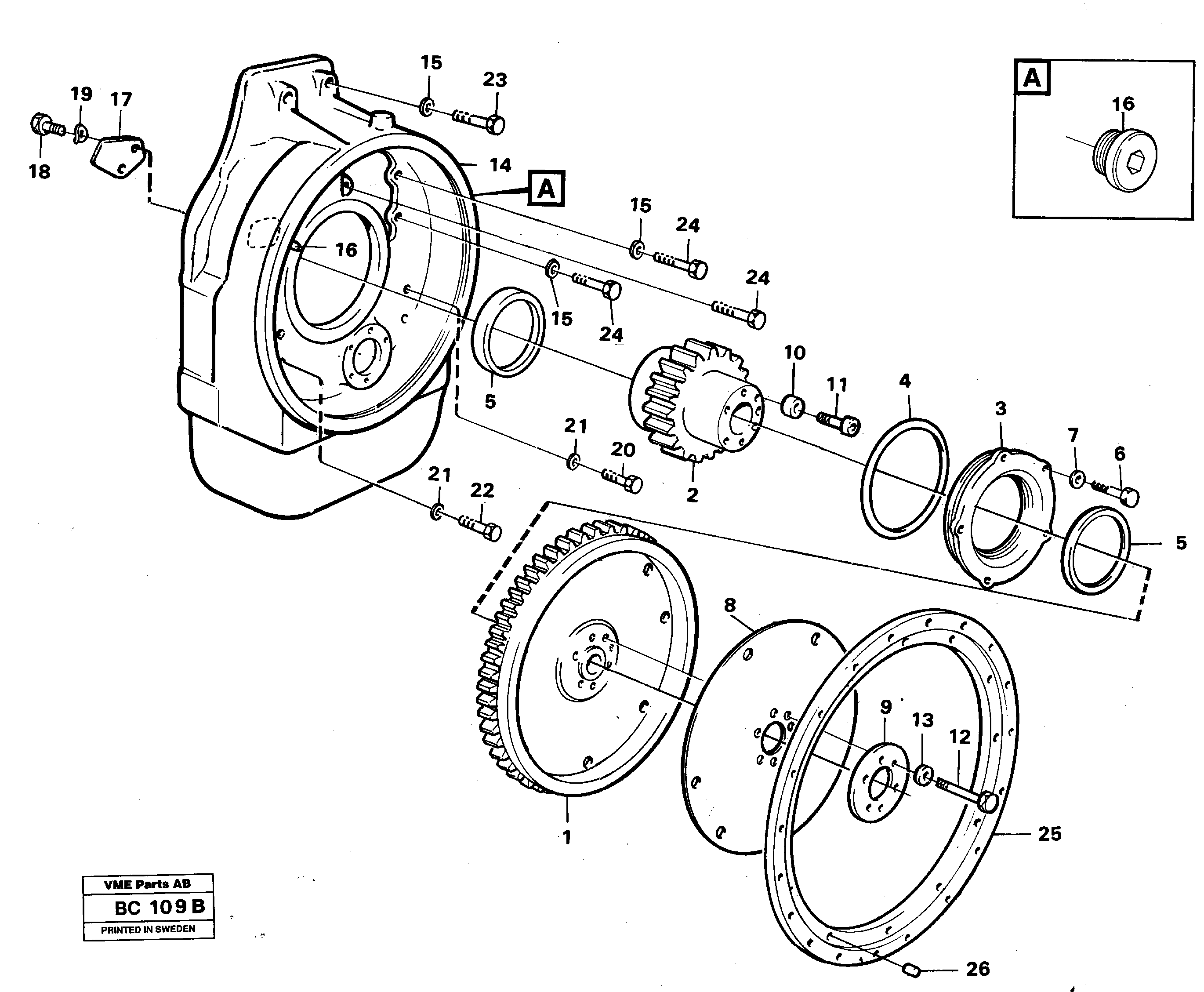 Схема запчастей Volvo A25C - 26601 Pump drive with fitting parts A25C VOLVO BM VOLVO BM A25C SER NO - 10256/ - 60911